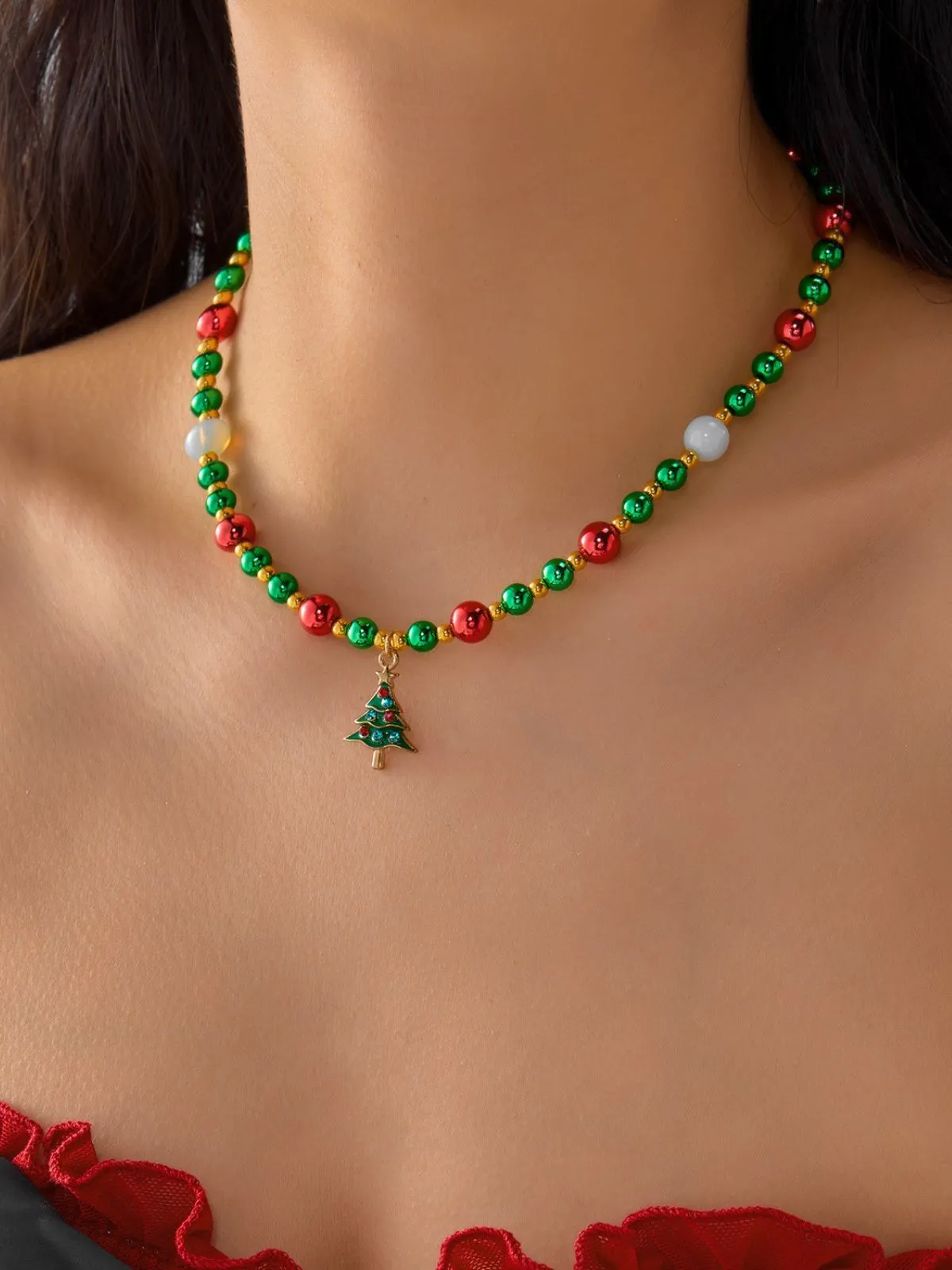 Christmas 1pc Themed Tree Pendant Necklace, 1 of 8