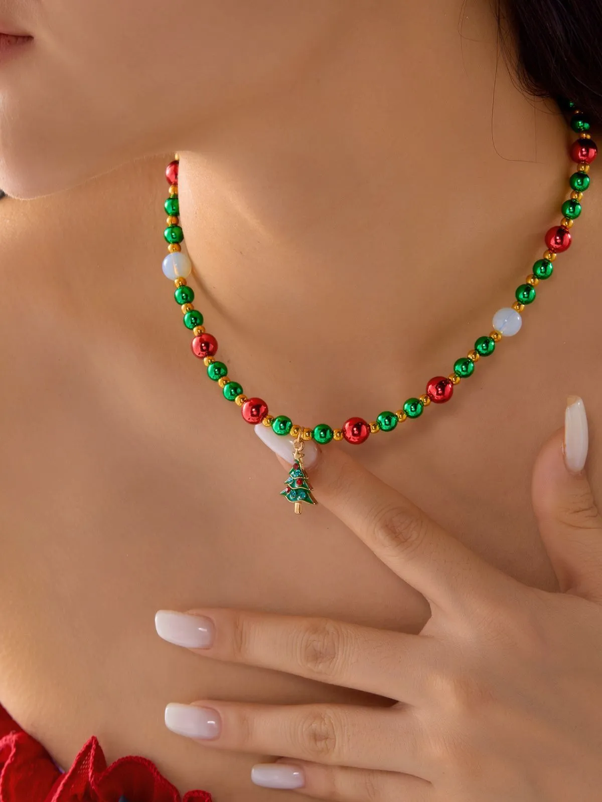 Christmas 1pc Themed Tree Pendant Necklace, 4 of 8