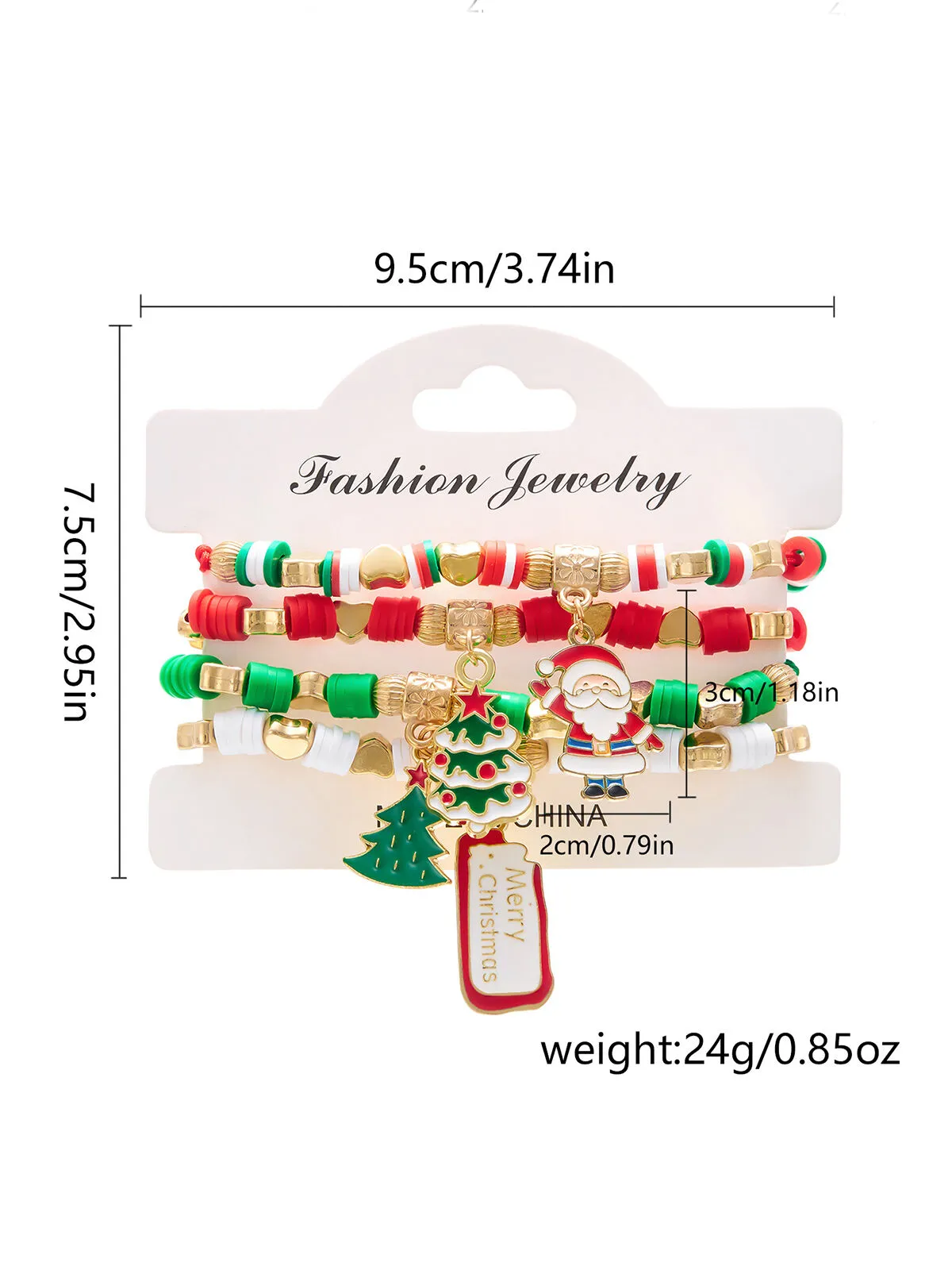 Christmas 4pcs Glass Alloy Bracelet, 2 of 3