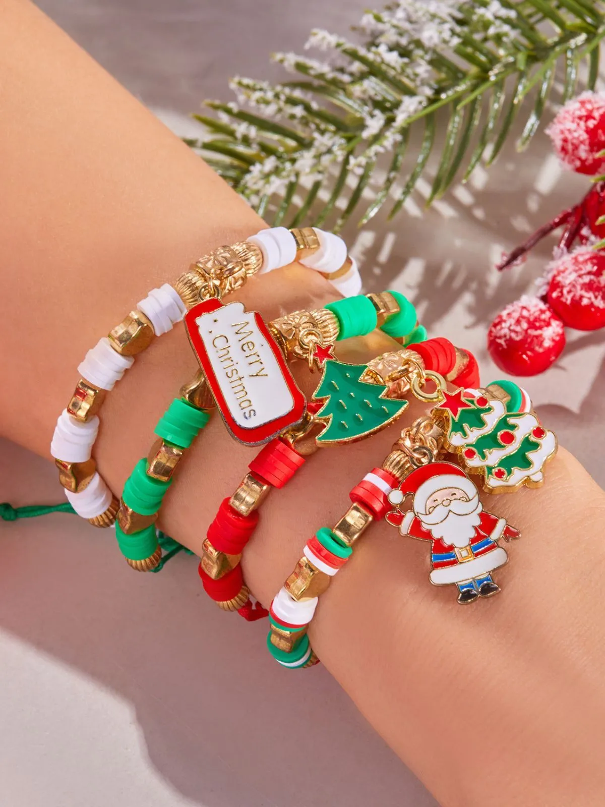 Christmas 4pcs Glass Alloy Bracelet, 3 of 3