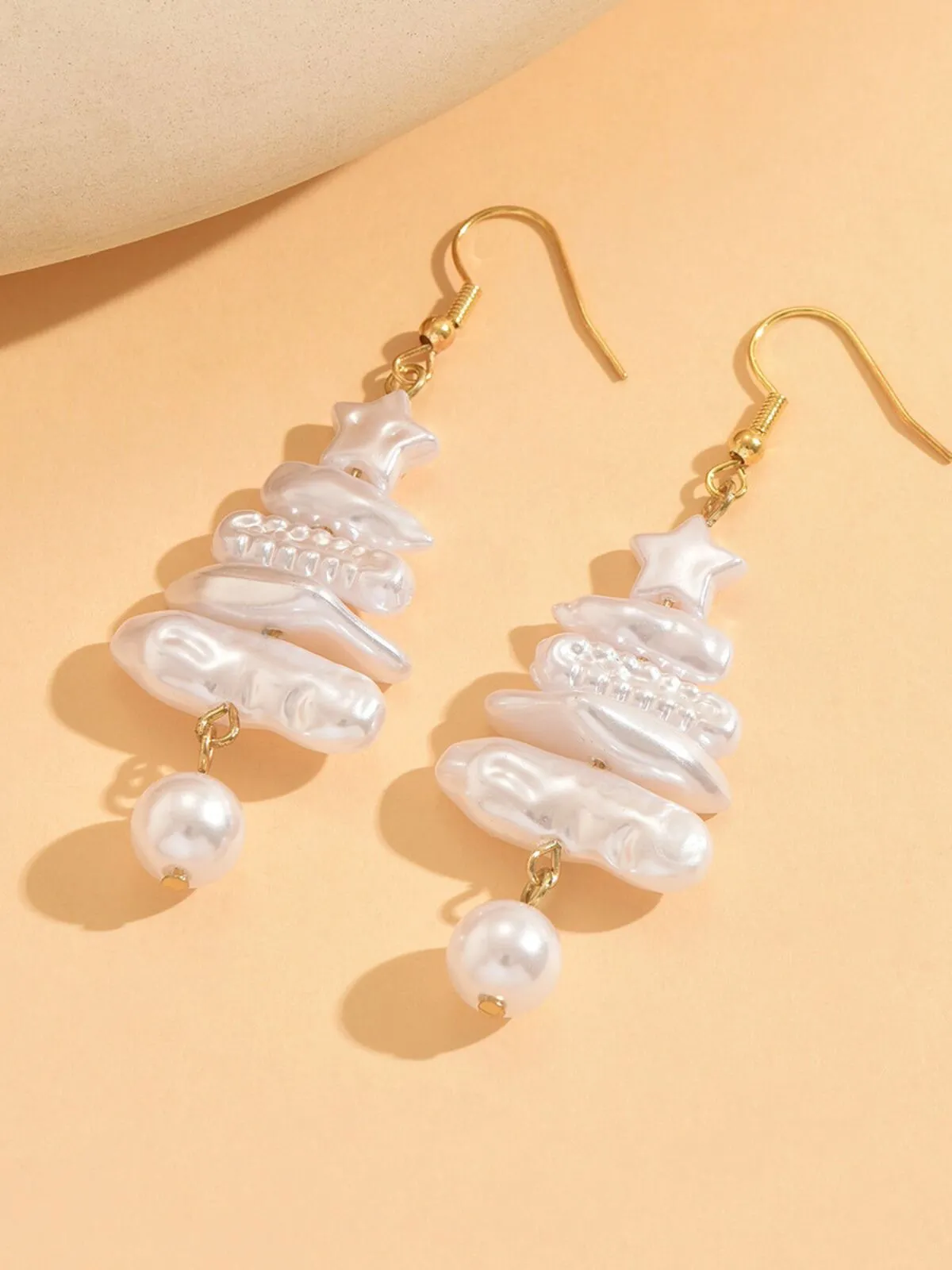 Christmas 1 Pair Elegant Baroque Pearl Style Christmas Tree & Star Design Earrings, 2 of 4