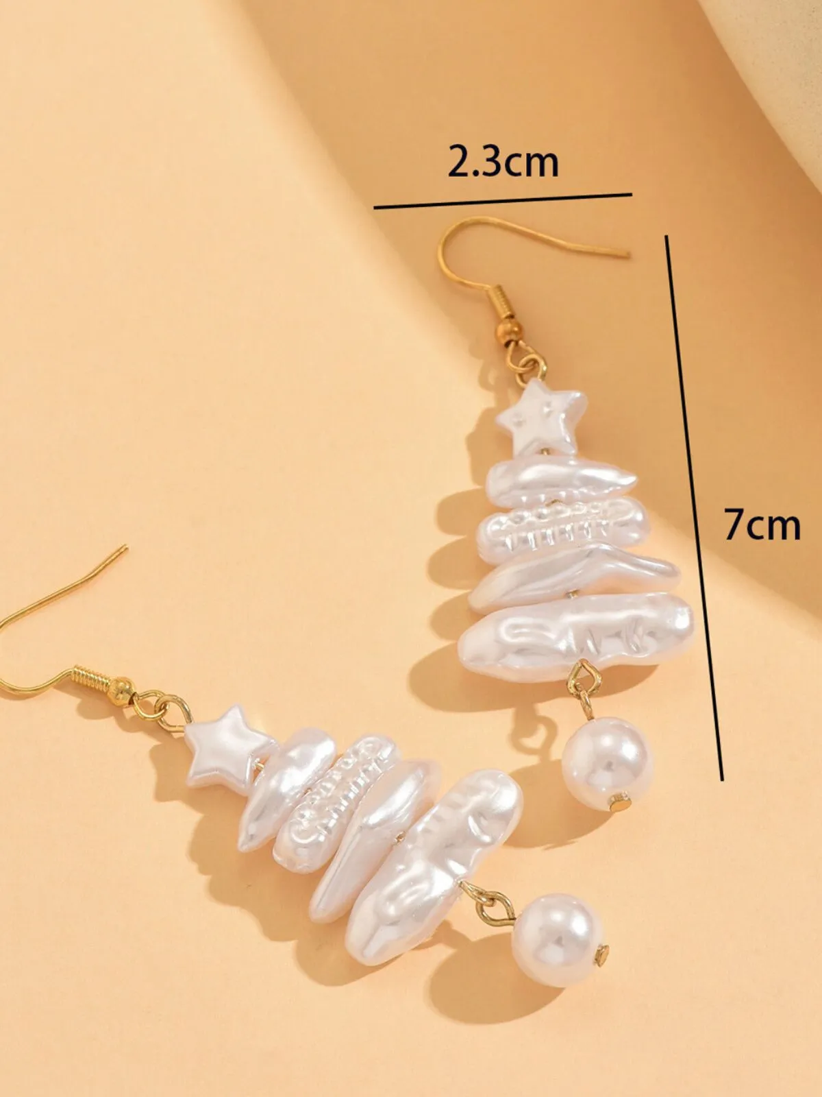 Christmas 1 Pair Elegant Baroque Pearl Style Christmas Tree & Star Design Earrings, 4 of 4