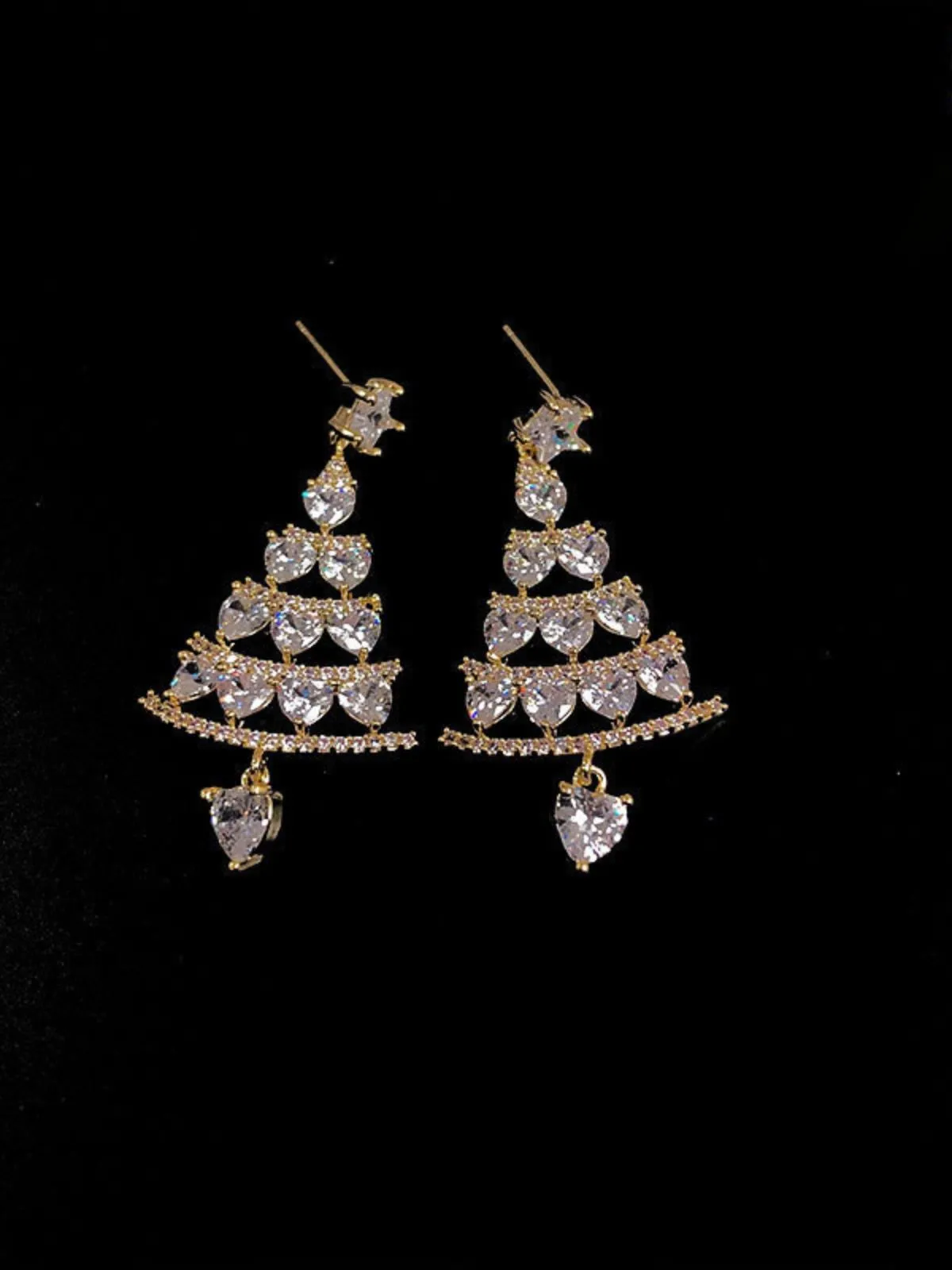 Christmas 1pc Christmas Tree Light Luxury High-end Long Tassel Earrings, 2 of 2