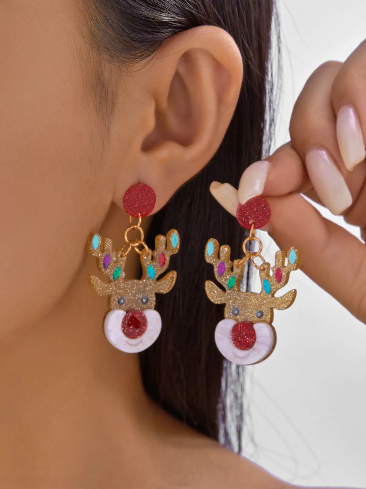 Christmas 1pc Elk Pendant Earring , 1 of 2