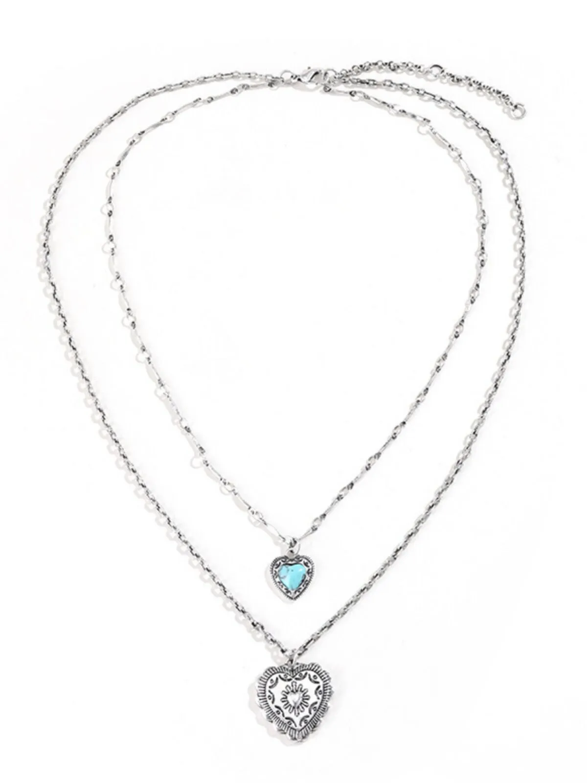 Elegant Style 2pcs Layered Heart Pendant Chain Necklace, 3 of 3