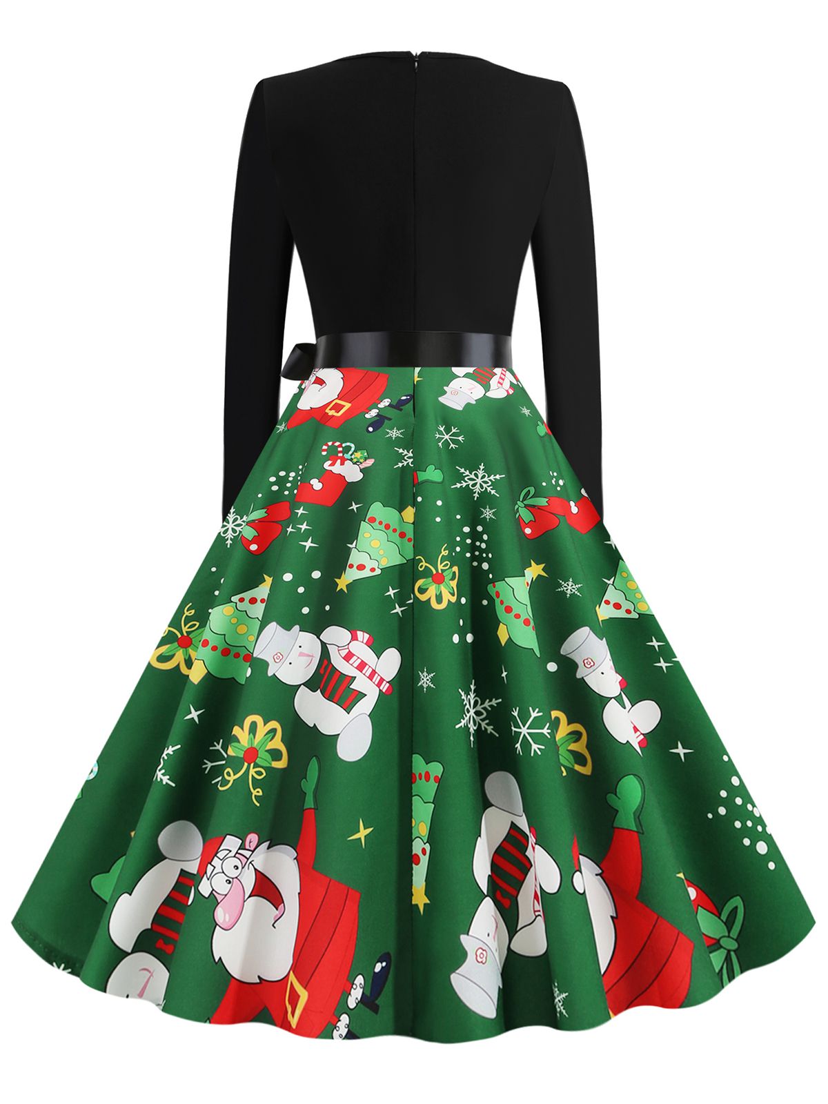 Christmas V-Neck Patchwork Swing Dress , 7 of 15