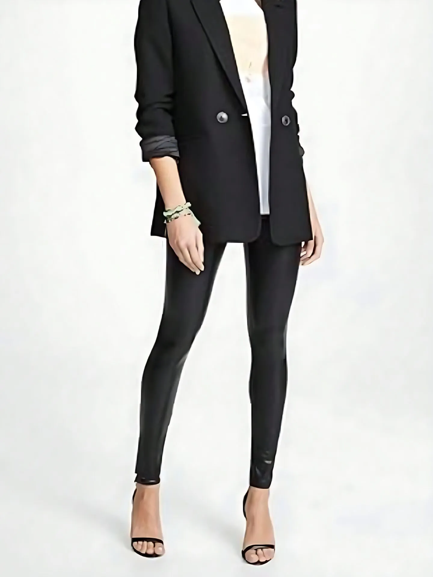 Solid High Rise Pu Leather Leggings, 4 of 5