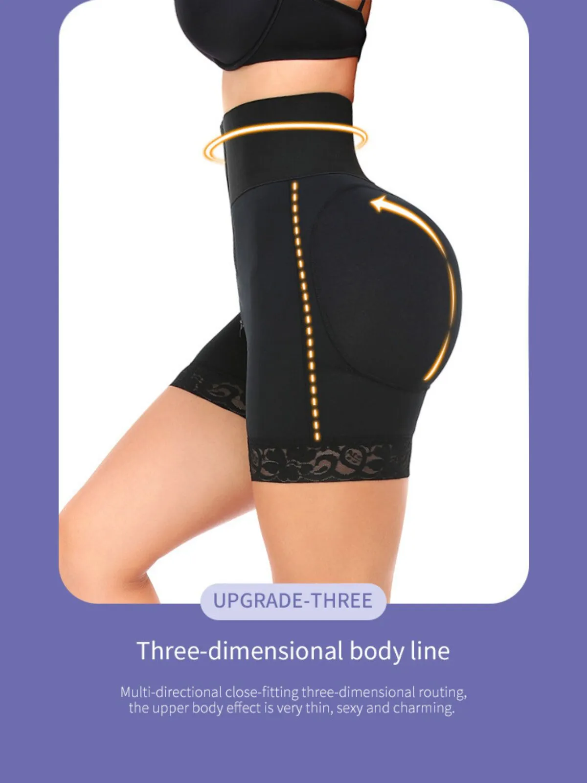 Contrast Lace Adjustable Tummy Control Butt Lifting High Waist Shapewear Shorts, 4 of 10