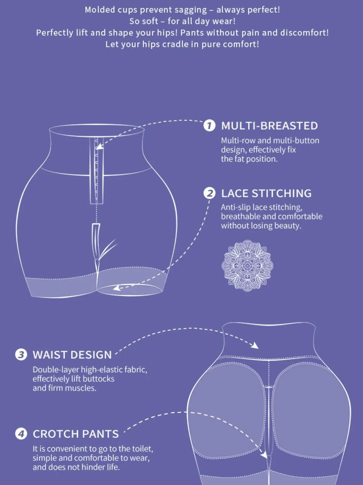 Contrast Lace Adjustable Tummy Control Butt Lifting High Waist Shapewear Shorts, 5 of 10