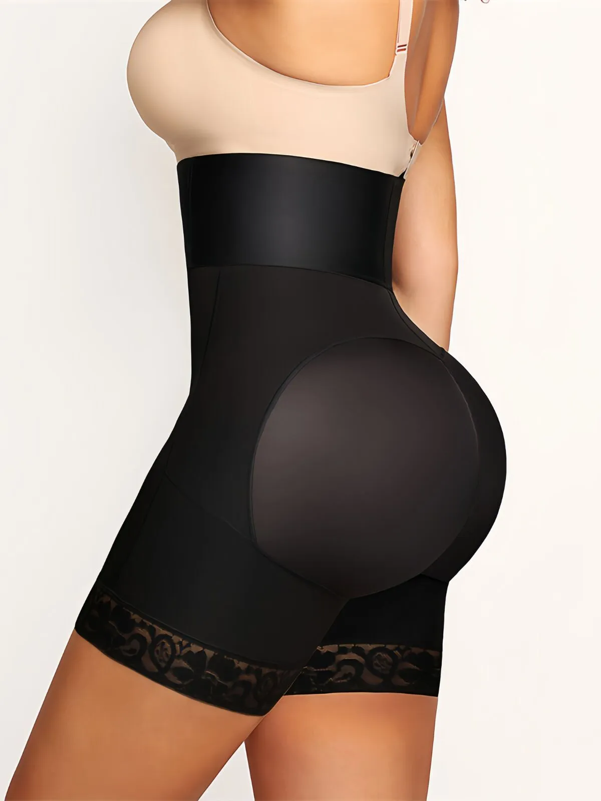 Contrast Lace Adjustable Tummy Control Butt Lifting High Waist Shapewear Shorts, 6 of 10