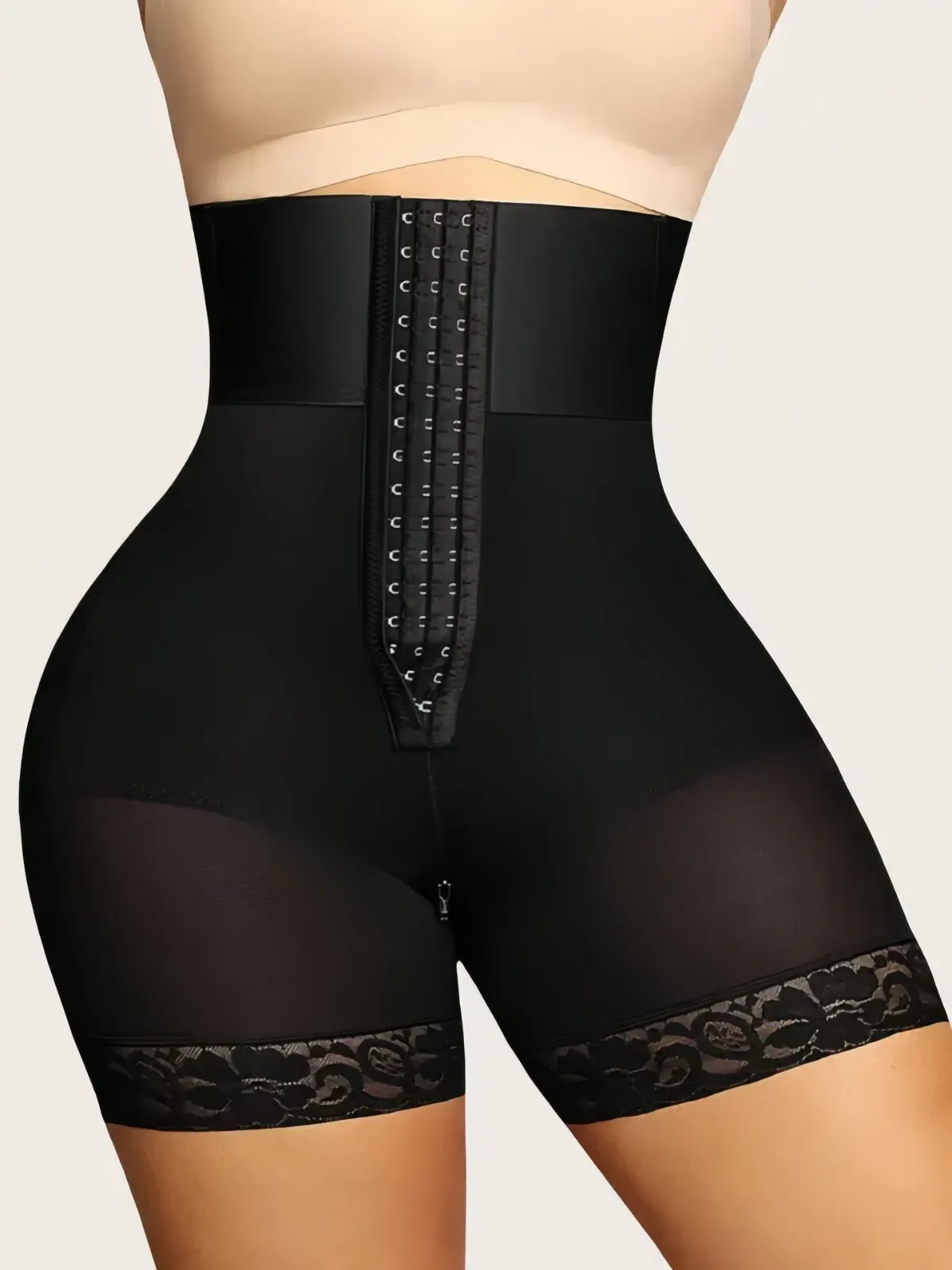 Contrast Lace Adjustable Tummy Control Butt Lifting High Waist Shapewear Shorts, 7 of 10