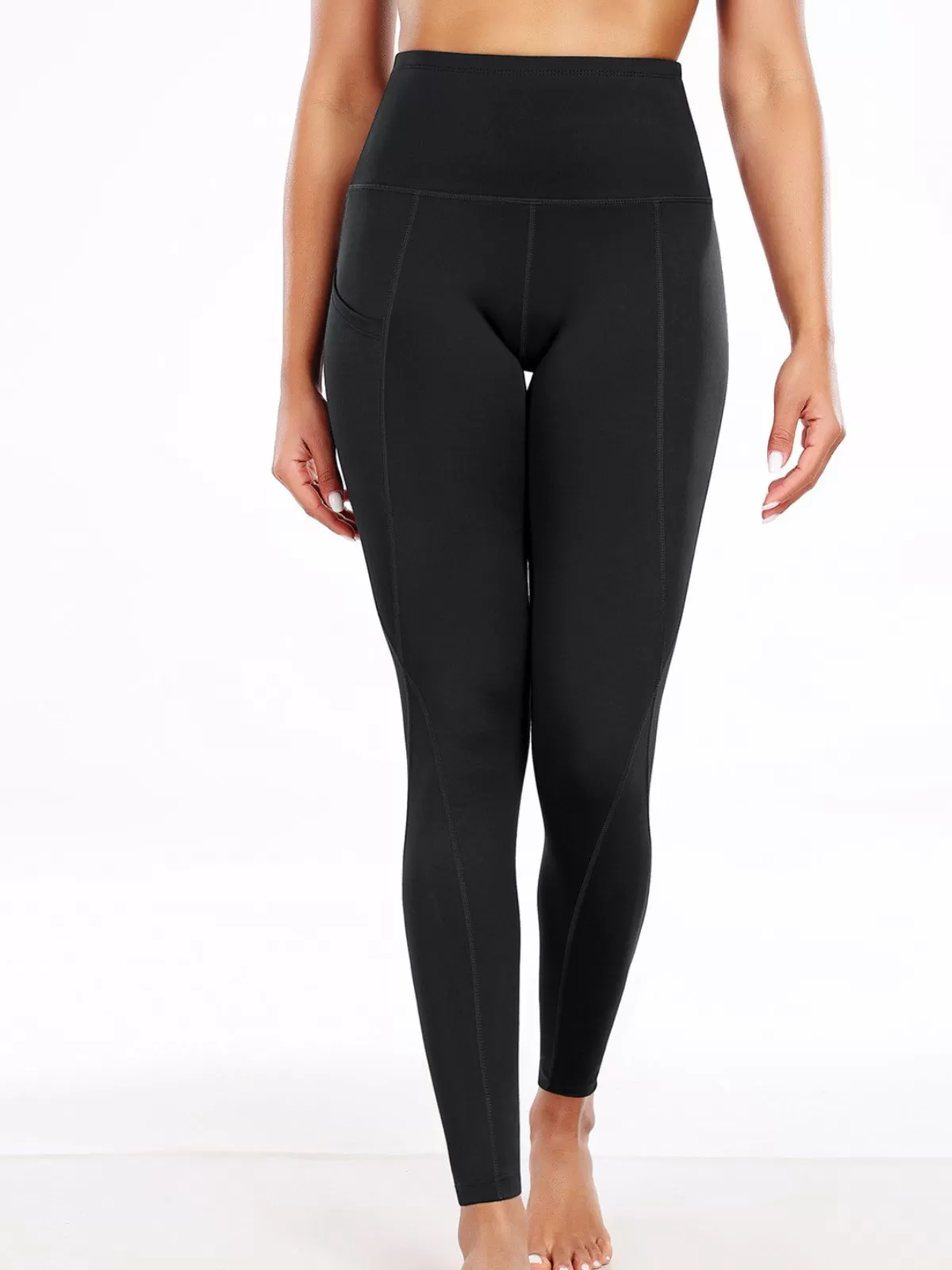 Tummy Control Non See-through Stretchy High Waisted Yoga Leggings with Pockets Non See-through Stretchy Yoga Pants, 3 of 4