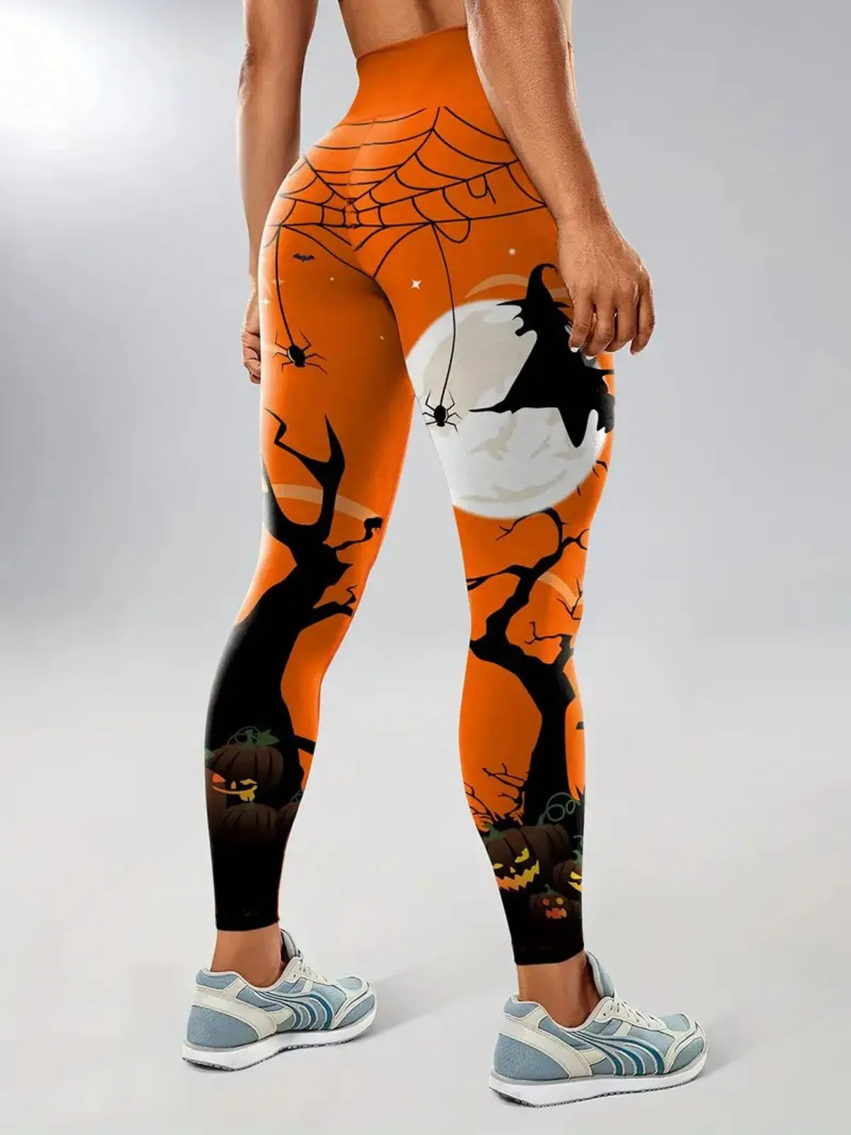 Halloween Pumpkin Elastic Waist Printing Comfortable  Slacks Cozy Skinny Pants, 4 of 5