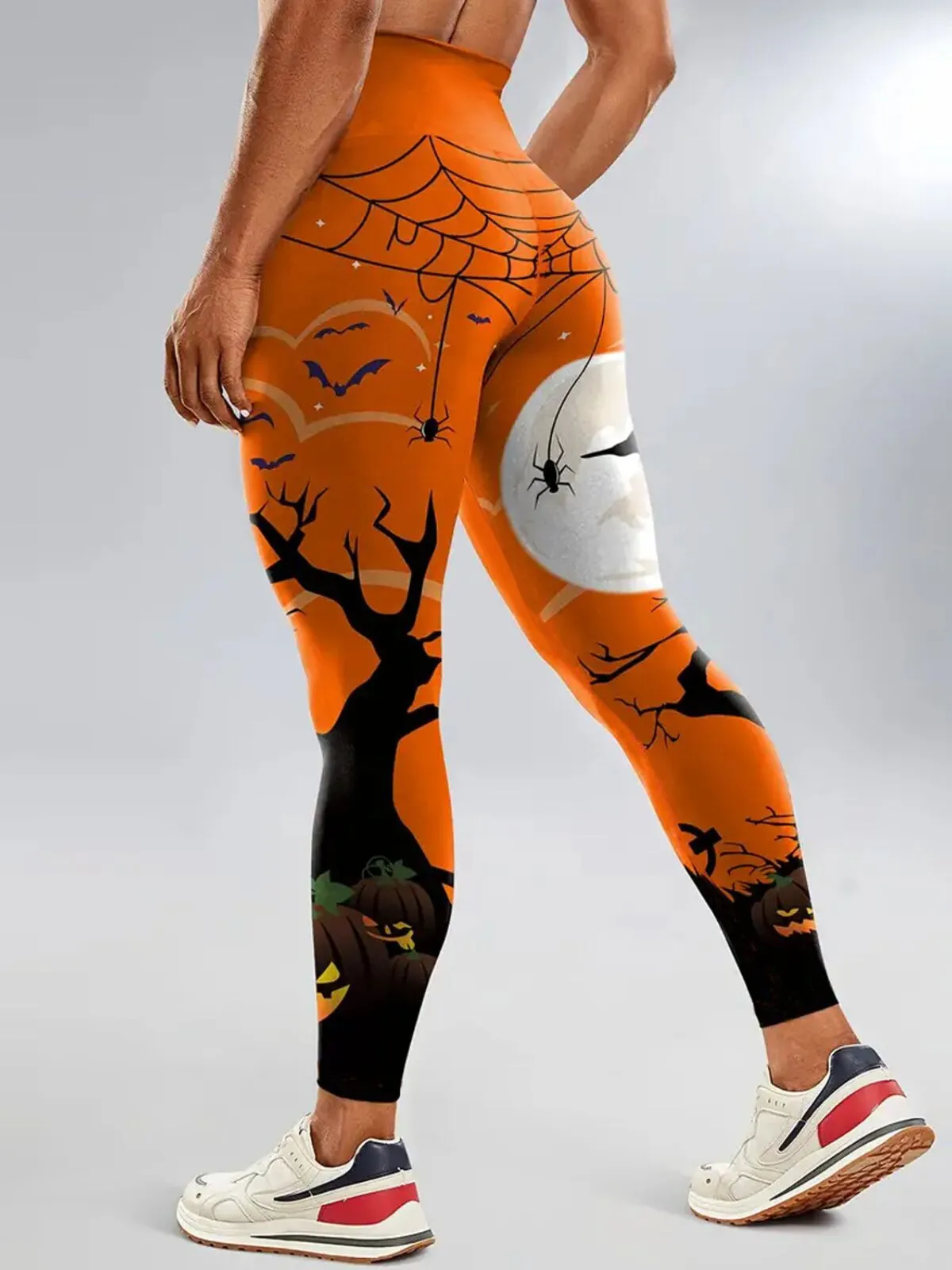 Halloween Pumpkin Elastic Waist Printing Comfortable  Slacks Cozy Skinny Pants, 5 of 5