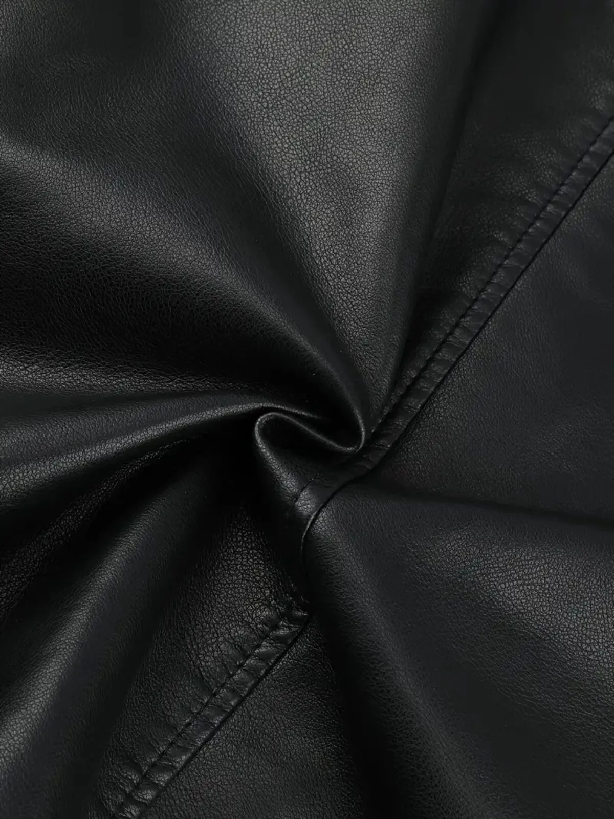 Men's Jacket Stand Collar Zipper Faux Leather Motorcycle Jacket, 4 of 4