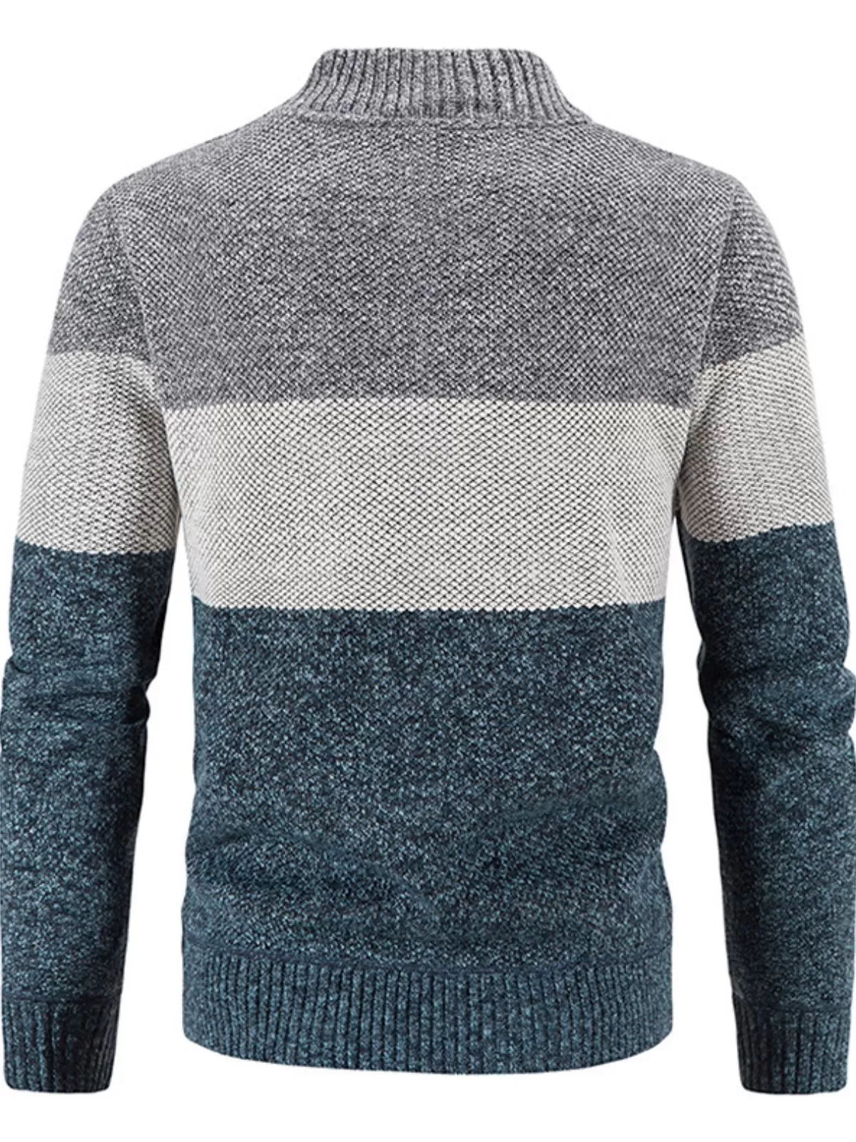 Men's Jacket Knitted Cardigan Sweater Fall Winter High Collar Zipper Patchwork Stand Collar Long Sleeve Jacket, 3 of 3