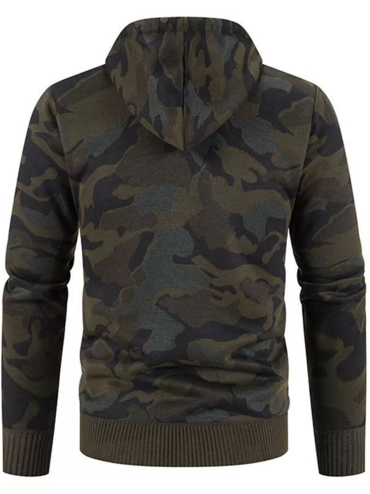 Men's Jacket Hooded Knitted Casual Fashion Autumn Winter Lining Warm Camouflage Jacket, 2 of 3
