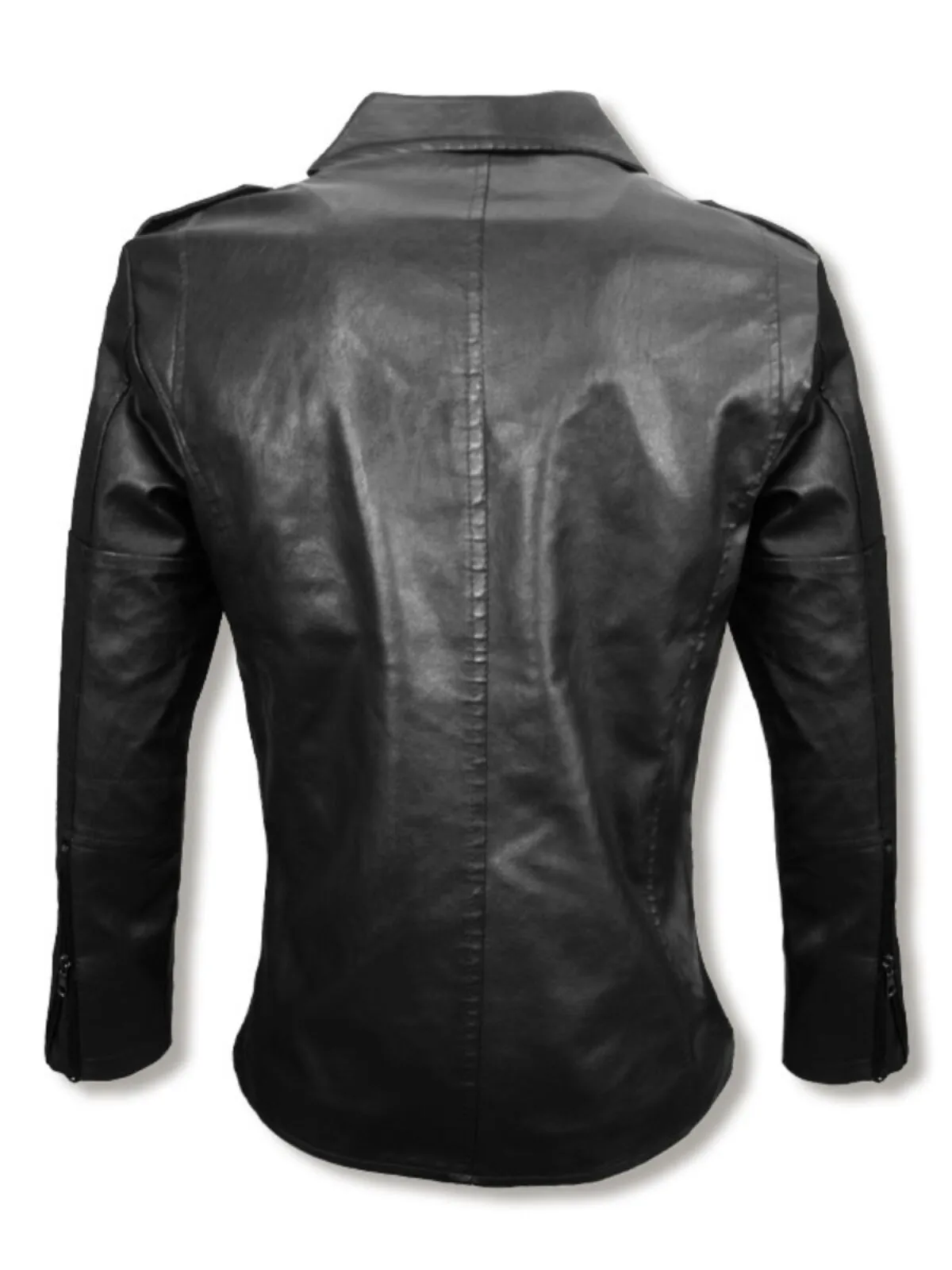 Men's Jacket Motorcycle Jacket Biker Zip Faux Leather Lapel Asymmetrical Slim Fit Jacket, 2 of 2