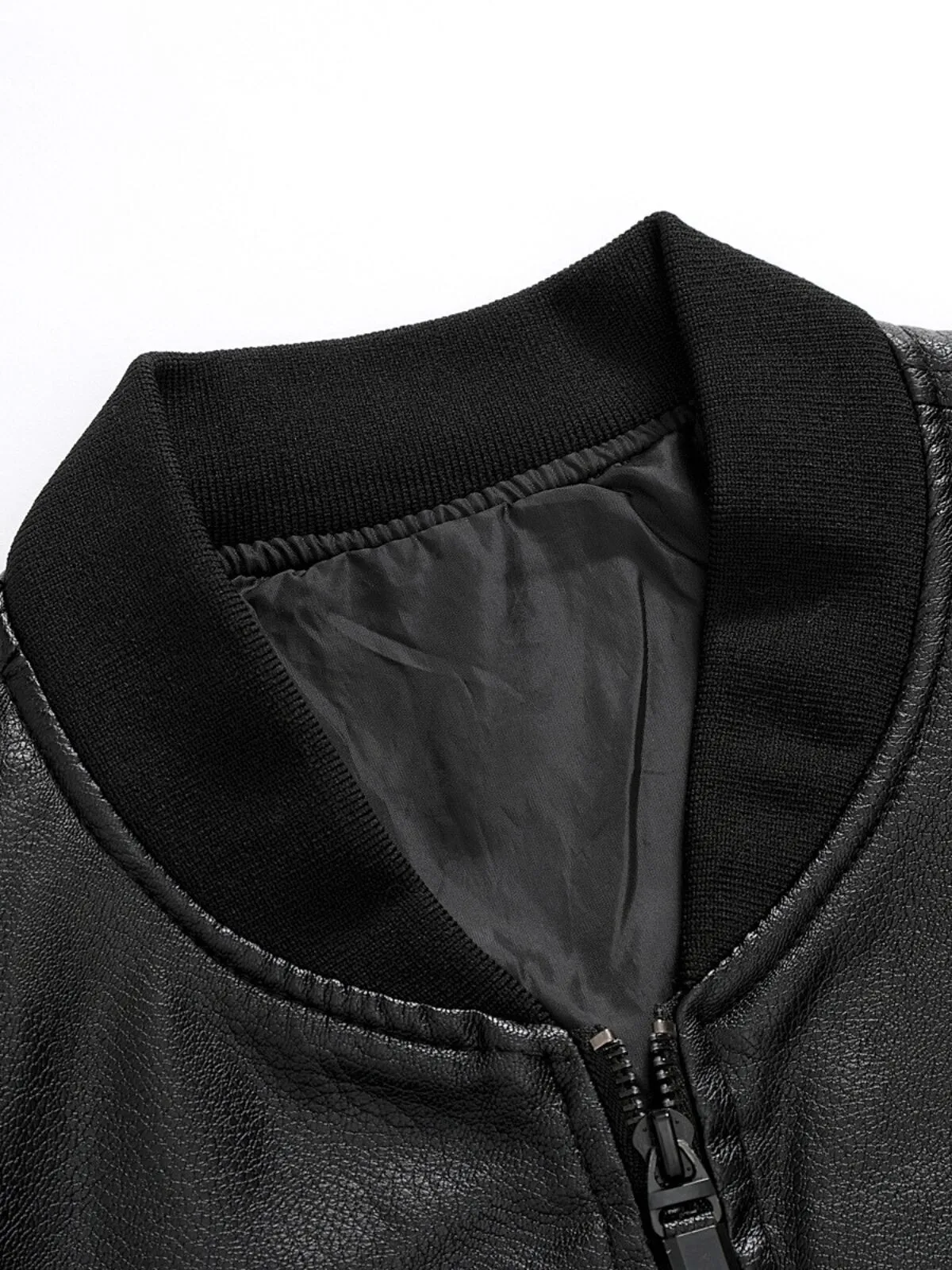 Men's Jacket Stand Collar Biker Slim-fit Leather Autumn And Winter Casual Solid Color Matching Leather Jacket, 3 of 3