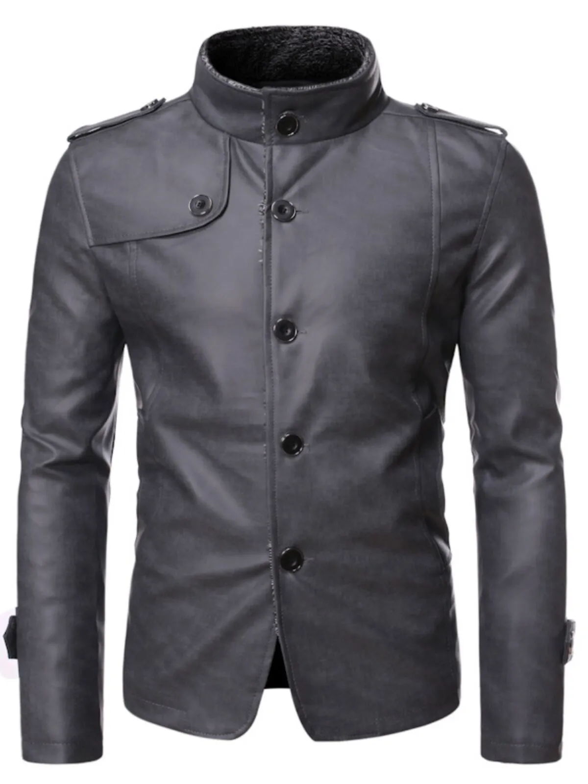 Men's Jacket Soft Leather Velvet Thickened PU Leather Fur Lined Warm Jackets, 1 of 2