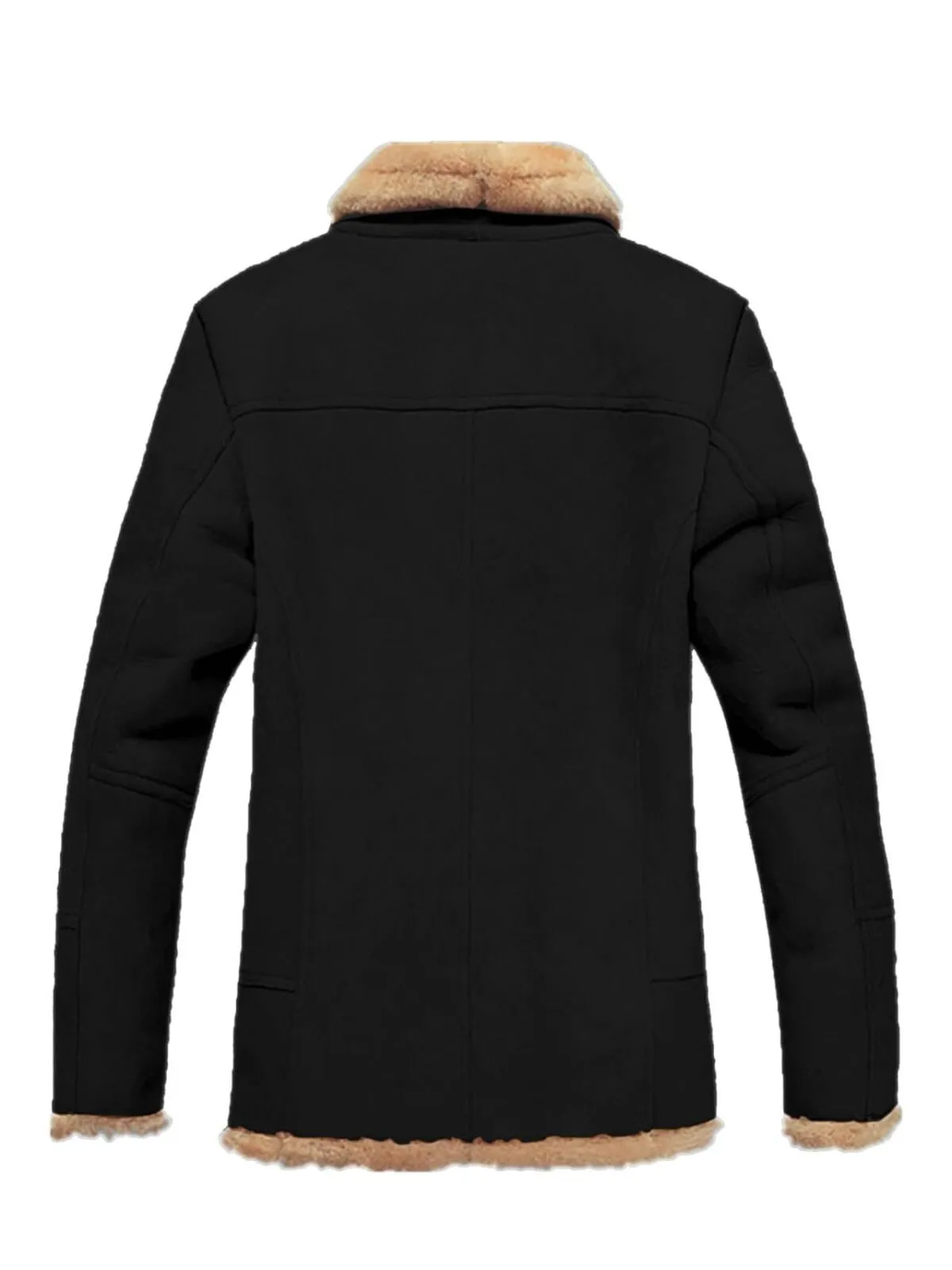 Men's Coat Faux Suede Fur Jacket Sherpa Fleece Lined Lapel Overcoat Winter Thicken Warm Coat, 2 of 2