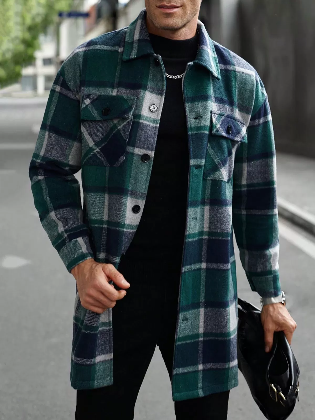 Men's Jacket Fashion Plaid Shacket Soft Flannel Button Down Casual Long Sleeve Jacket Fall Outdoor With Pocket, 1 of 4