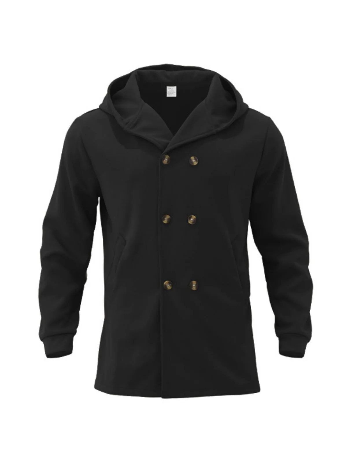 Men's Jacket Mid-Length Jacket Coat Solid Color Hooded Long Sleeve Button Warm Overcoat, 7 of 12