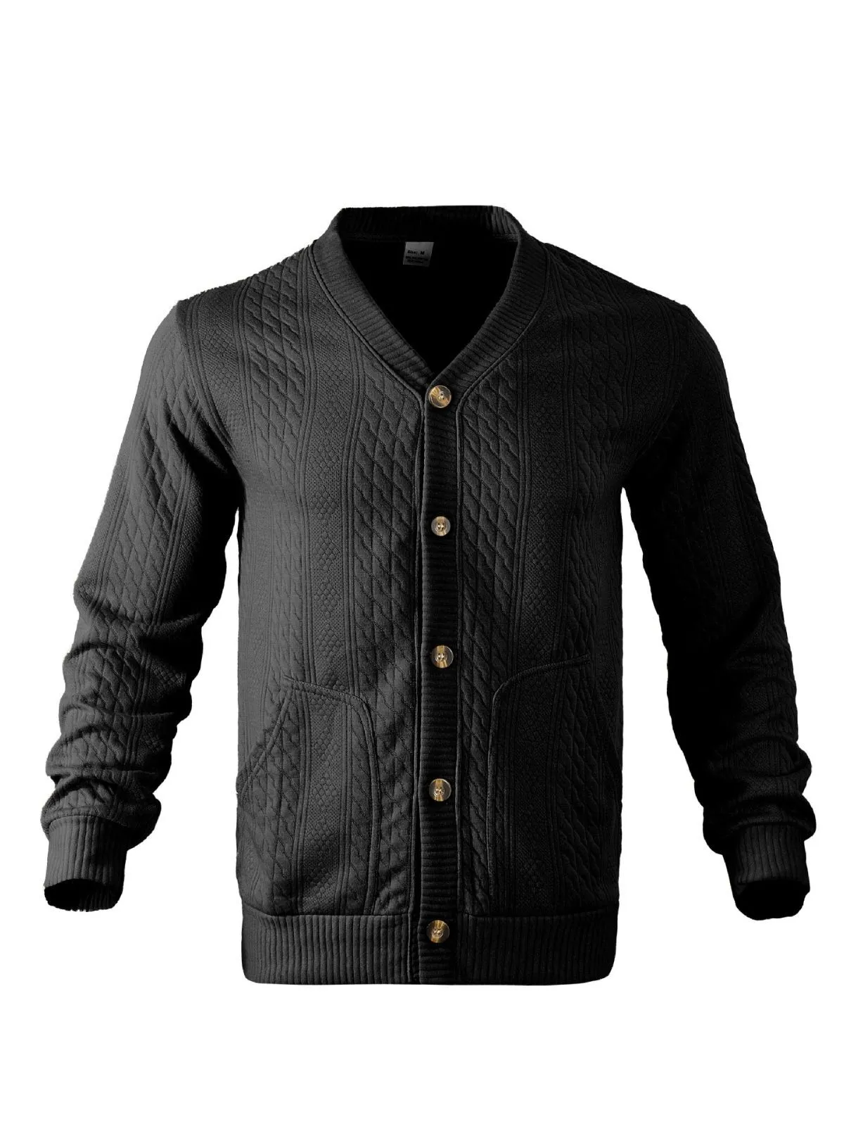 Men's Jacket Pullover V Neck Cotton Knitted Cardigan Slim Fit Fine Knit Pullover Transition Casual Winter Jacket, 4 of 5