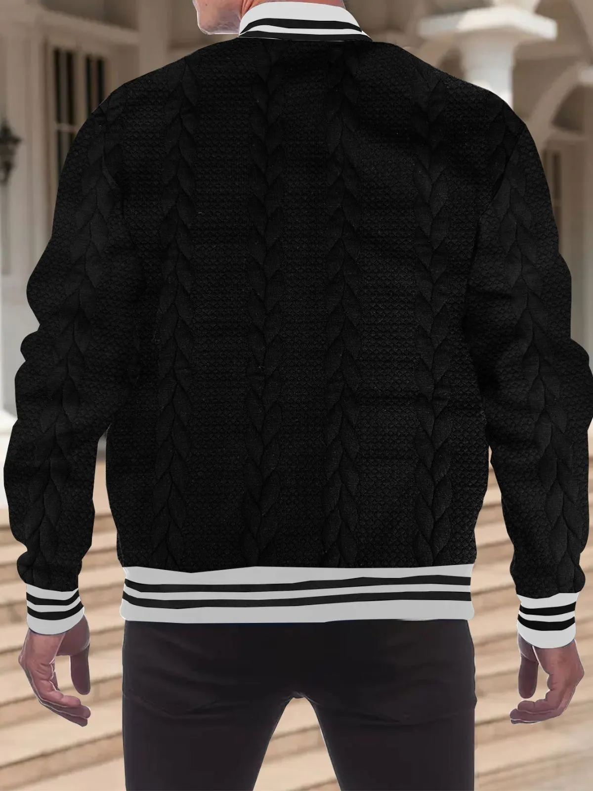 Men's Jacket Baseball Stylish Jacquard Buckle Design Fashion Cardigan Lightweight Jacket, 2 of 10