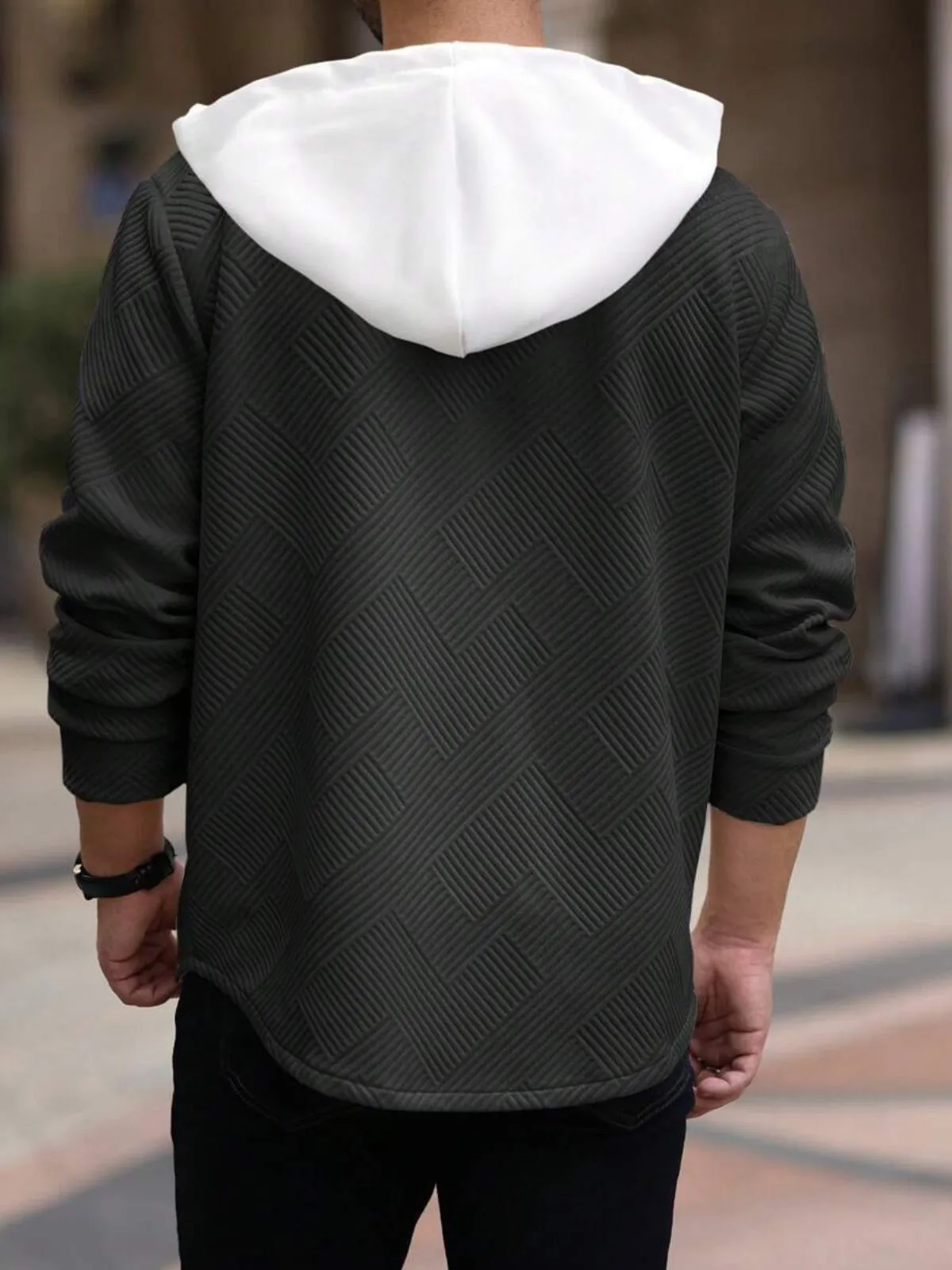 Men's Jacket Lightweight Vacation Daily Breathable Pocket Spring Fall Plain Jacquard Fashion Classic Hooded Jacket, 3 of 4