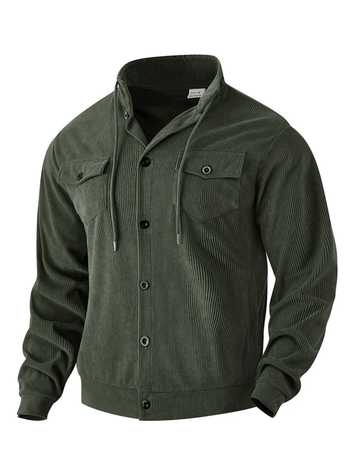 Men's Jacket Button Up Hoodie Standing Collar Plain Pocket Drawstring Front Pocket Sports And Outdoor Casual Daily Streetwear Cool Fall Menswear, 1 of 2