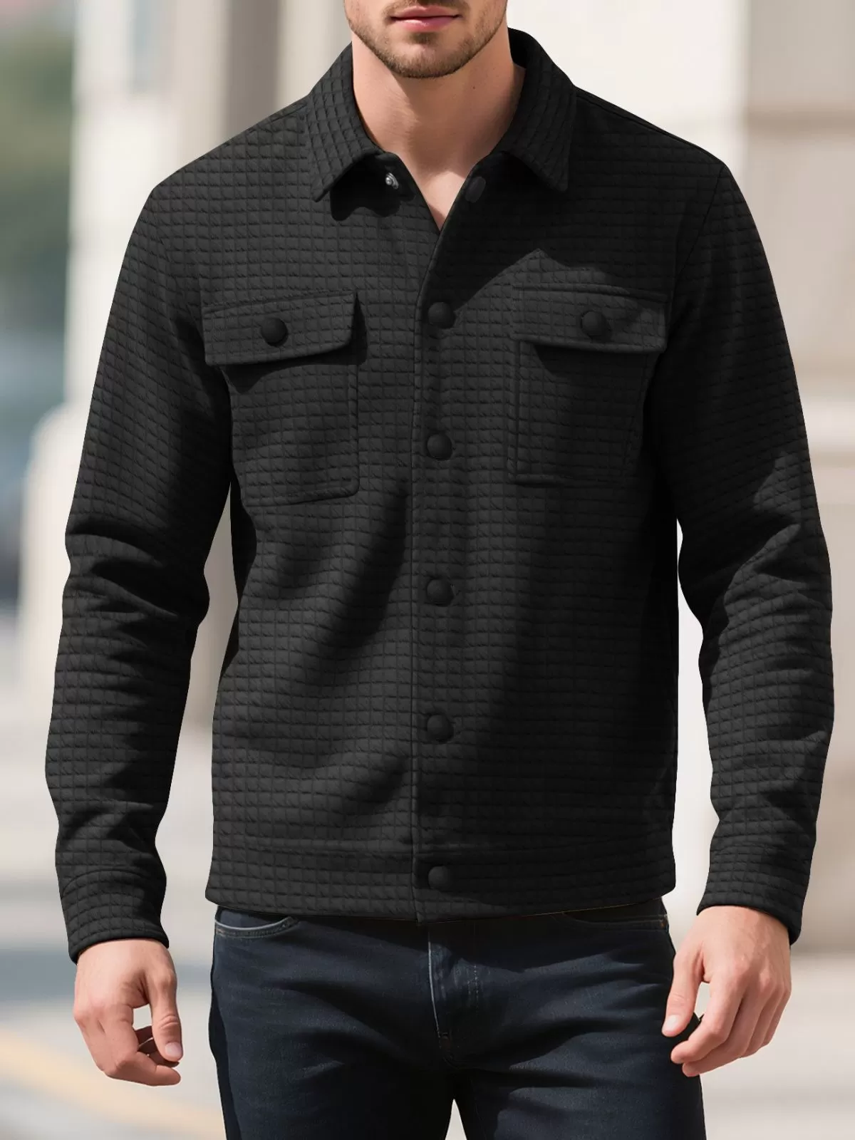 Men's Jacket Lounge Pockets Long Sleeve Top Athleisure Solid Colored Windproof Fashion Warm Hiking Travel Vacation Sportswear Tops, 2 of 4