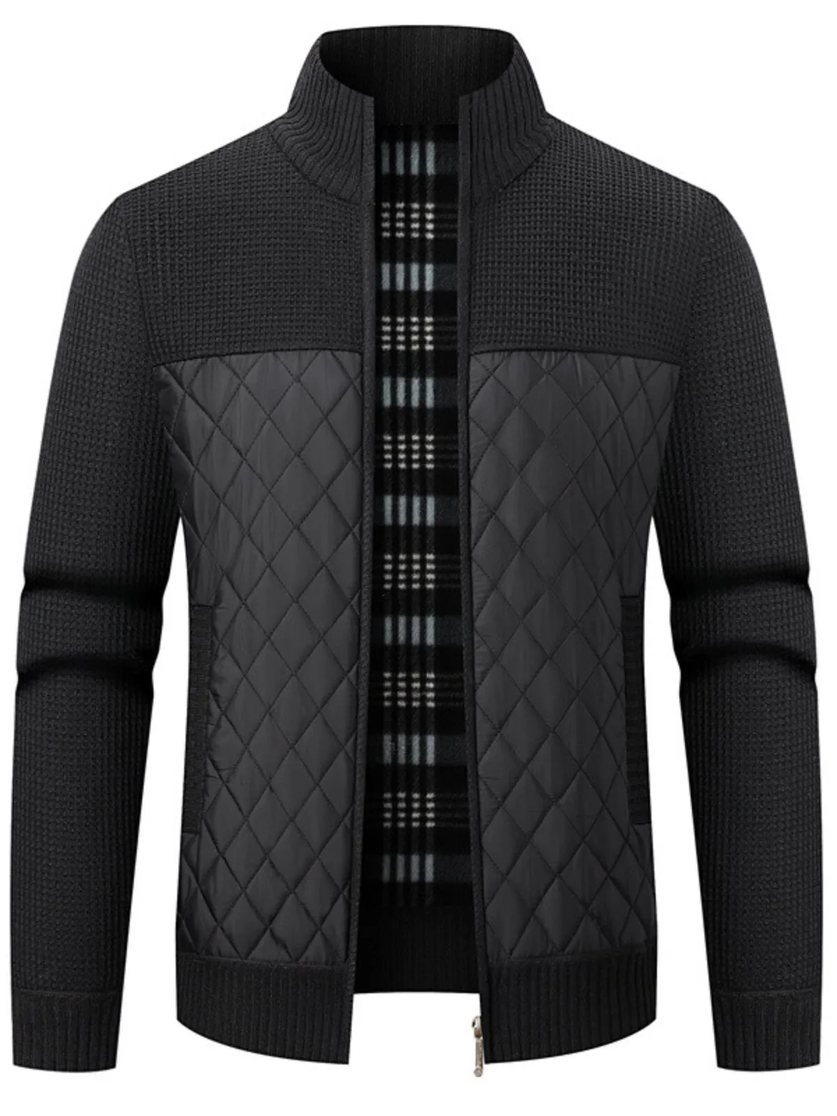Men's Jacket Autumn Winter Cardigan Sweaters Fashion Patchwork Warm Knitted Casual Knitwear Coat Clothing, 1 of 3