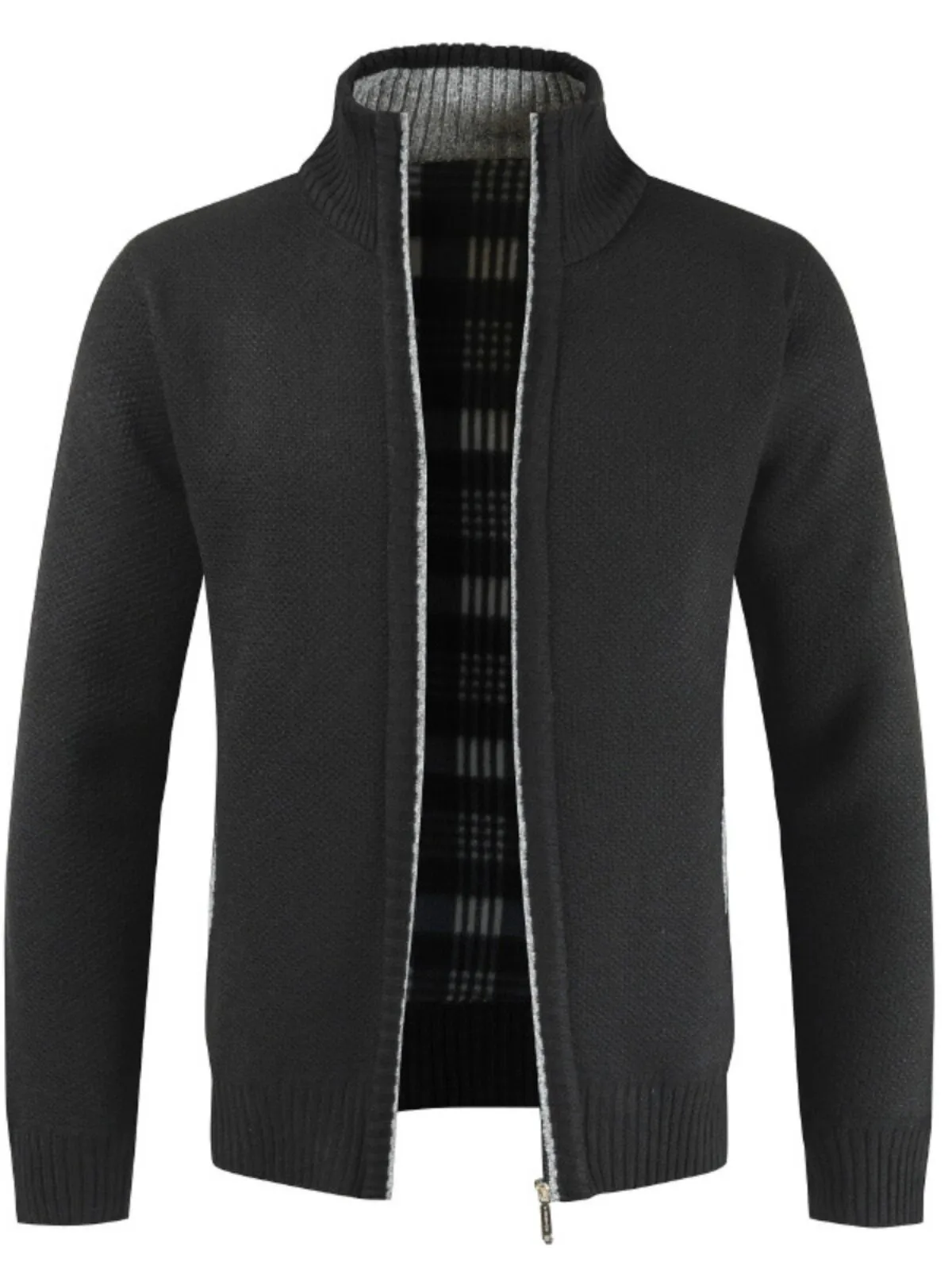 Men's Jacket Autumn Winter New Slim Fit Stand Collar Zipper Solid Cotton Thick Warm Sweater, 1 of 2