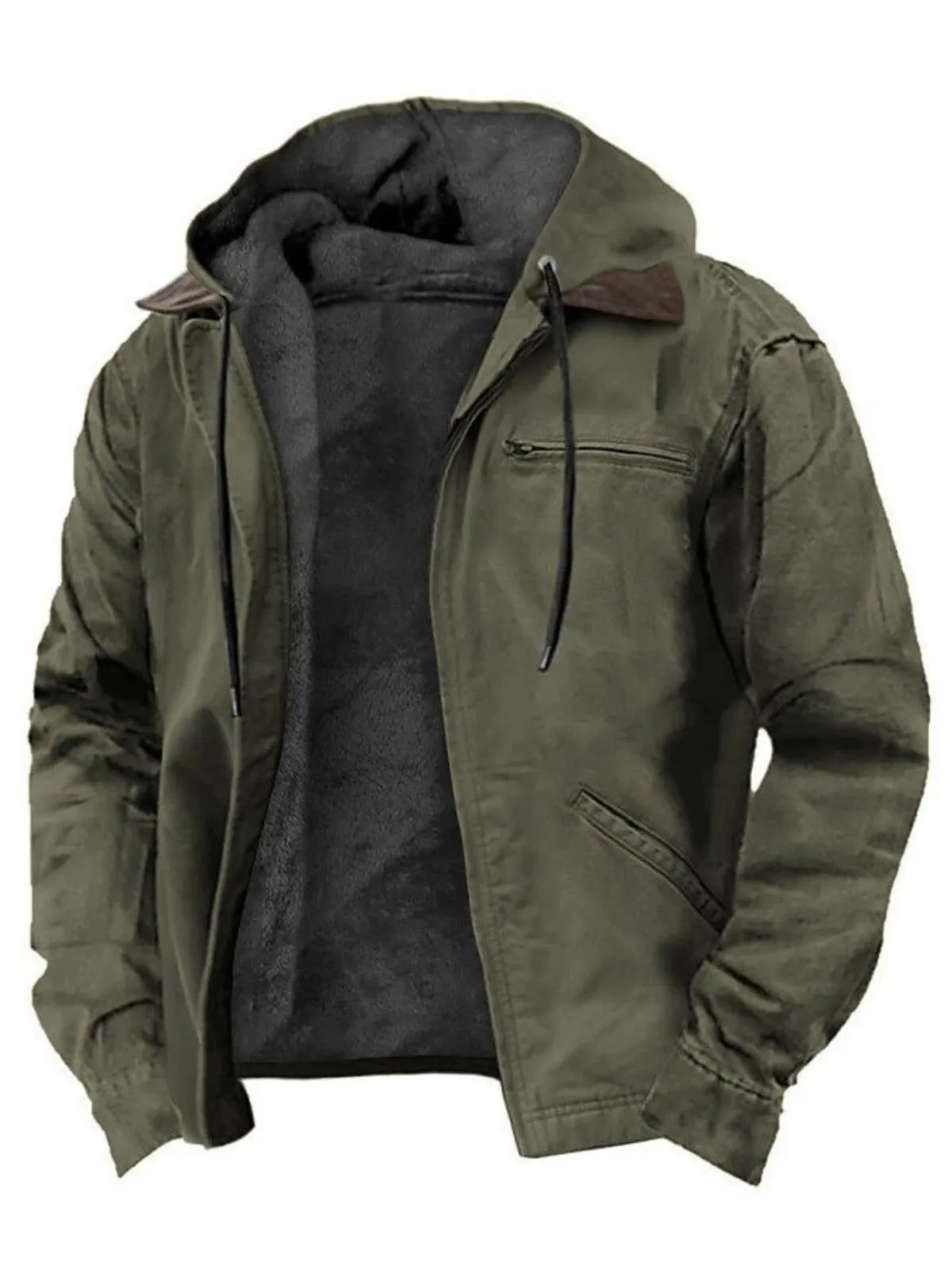 Men's Hoodie Full Zip Hoodie Sherpa Linend Hooded Sports & Outdoor Daily Holiday Vintage Streetwear, 1 of 1