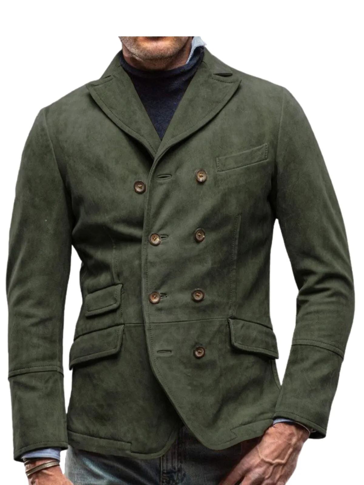 Men's Jacket Padded Winter Zipper Lapel Button Long Sleeve Thickened Vintage Jacket, 1 of 1