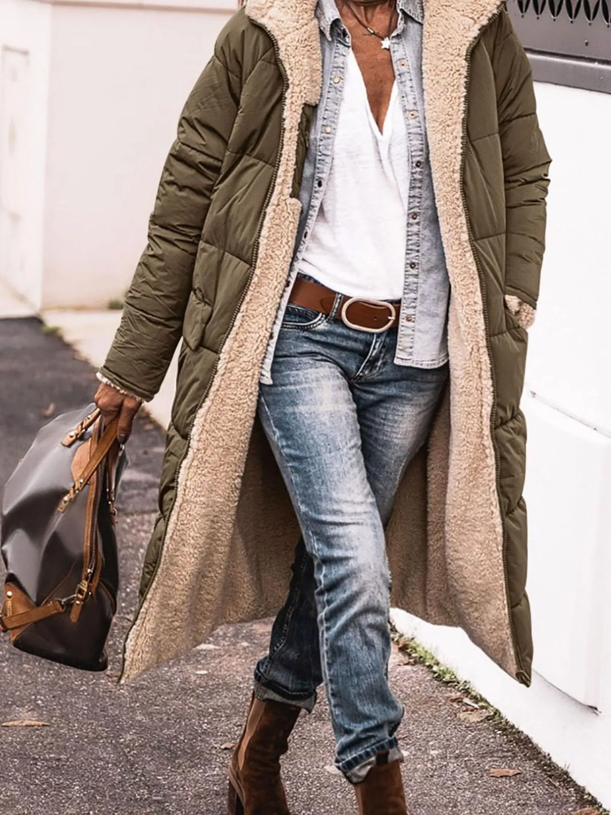 Women's Winter Coat Puffer Jacket Fleece Jacket Coat Outdoor Street Daily Wear Fall Winter Long Coat Regular Fit Thermal Warm Windproof, 1 of 2