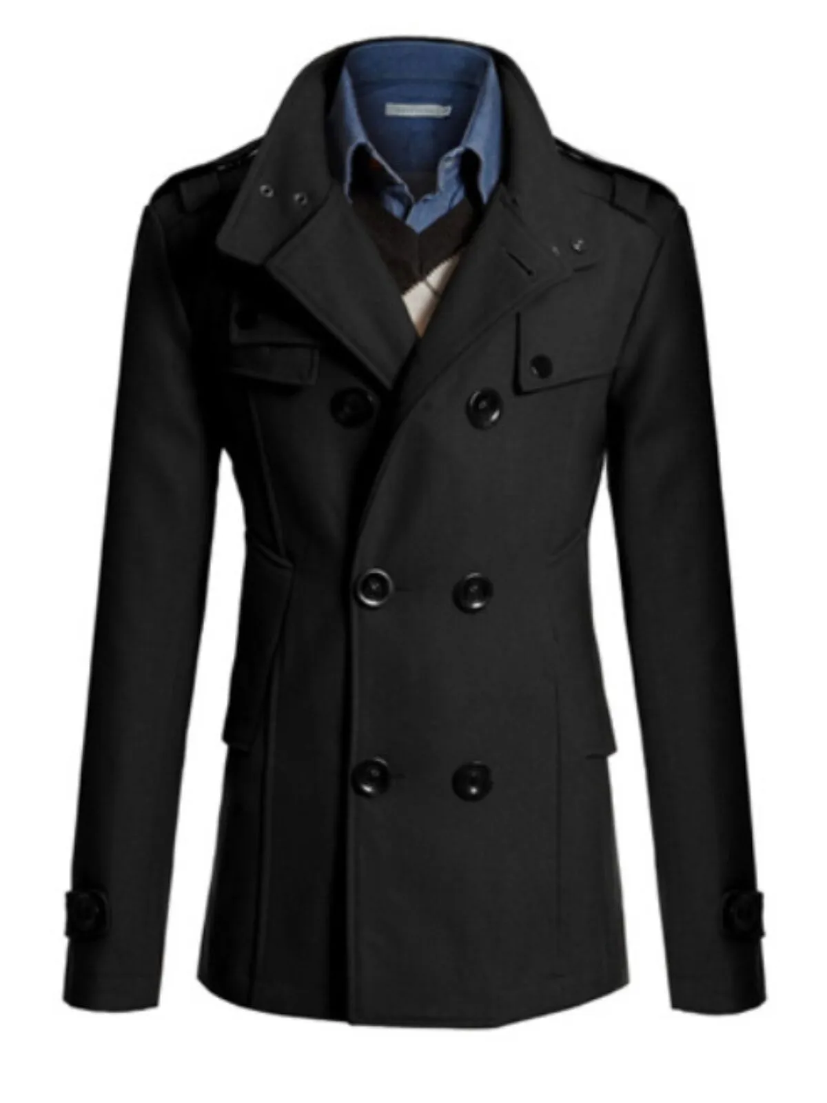 Men's Peacoat Trench Coat Daily Vacation Fall & Winter Polyester Thermal Warm Outerwear Fashion Classic, 1 of 2