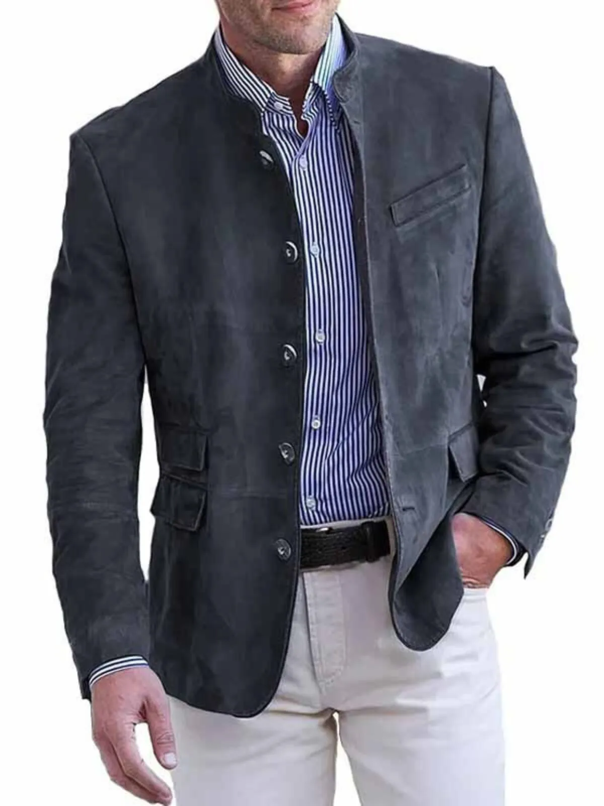 Men's Lightweight Jacket Casual Jacket Faux Suede Jacket Vacation Daily Breathable Soft Pocket Spring & Fall, 1 of 1