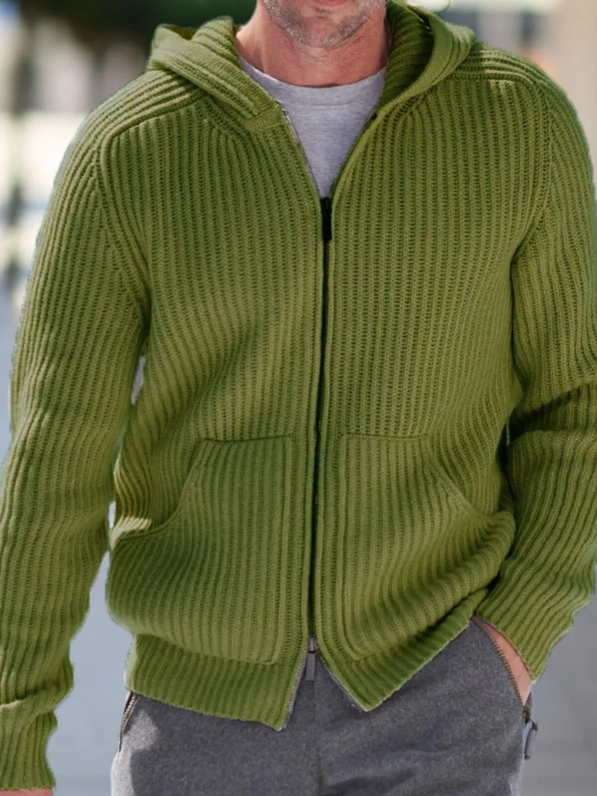 Men's Knitwear Jackets Long Sleeve Casual Zipper Sweaters Cardigans For Men Autumn Leisure Solid Color Knitted Hooded Coat, 1 of 1