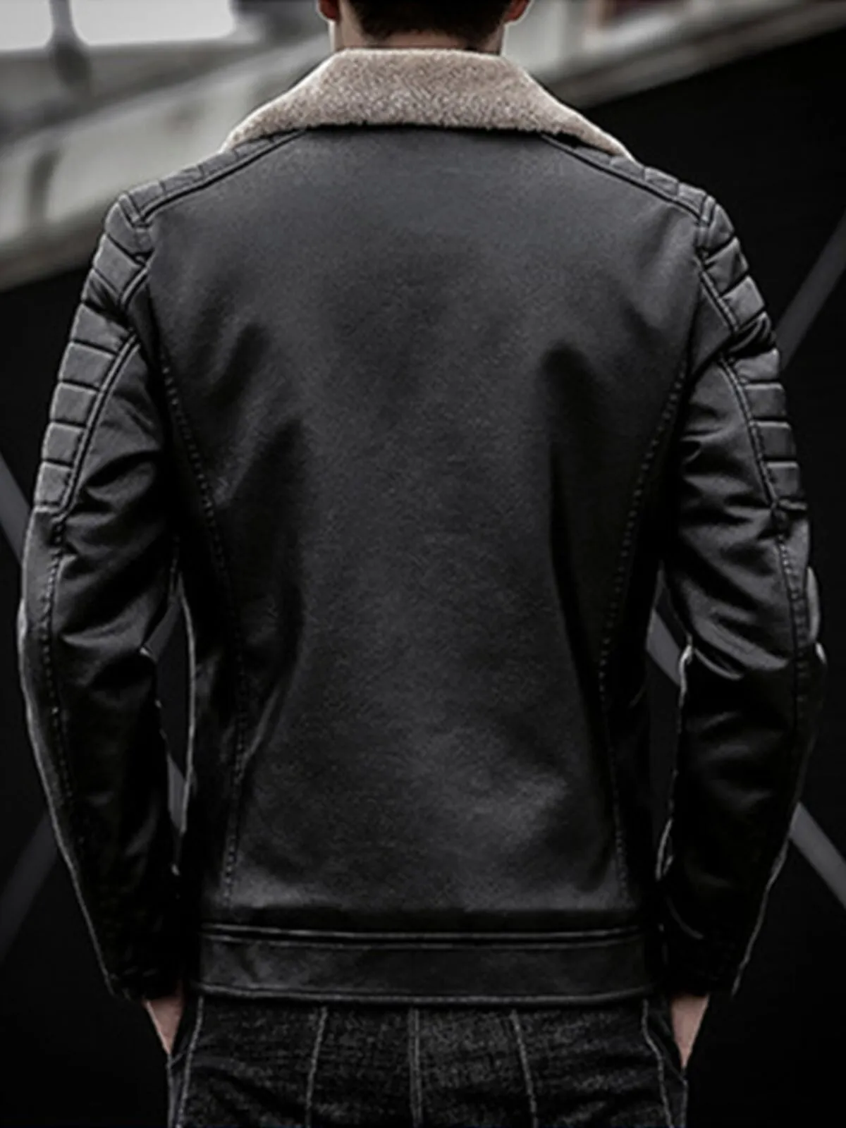 Men's Winter Thick Warm Lapel Pu Fleece Leather Jacket Casual Slim Leather Coat, 2 of 3