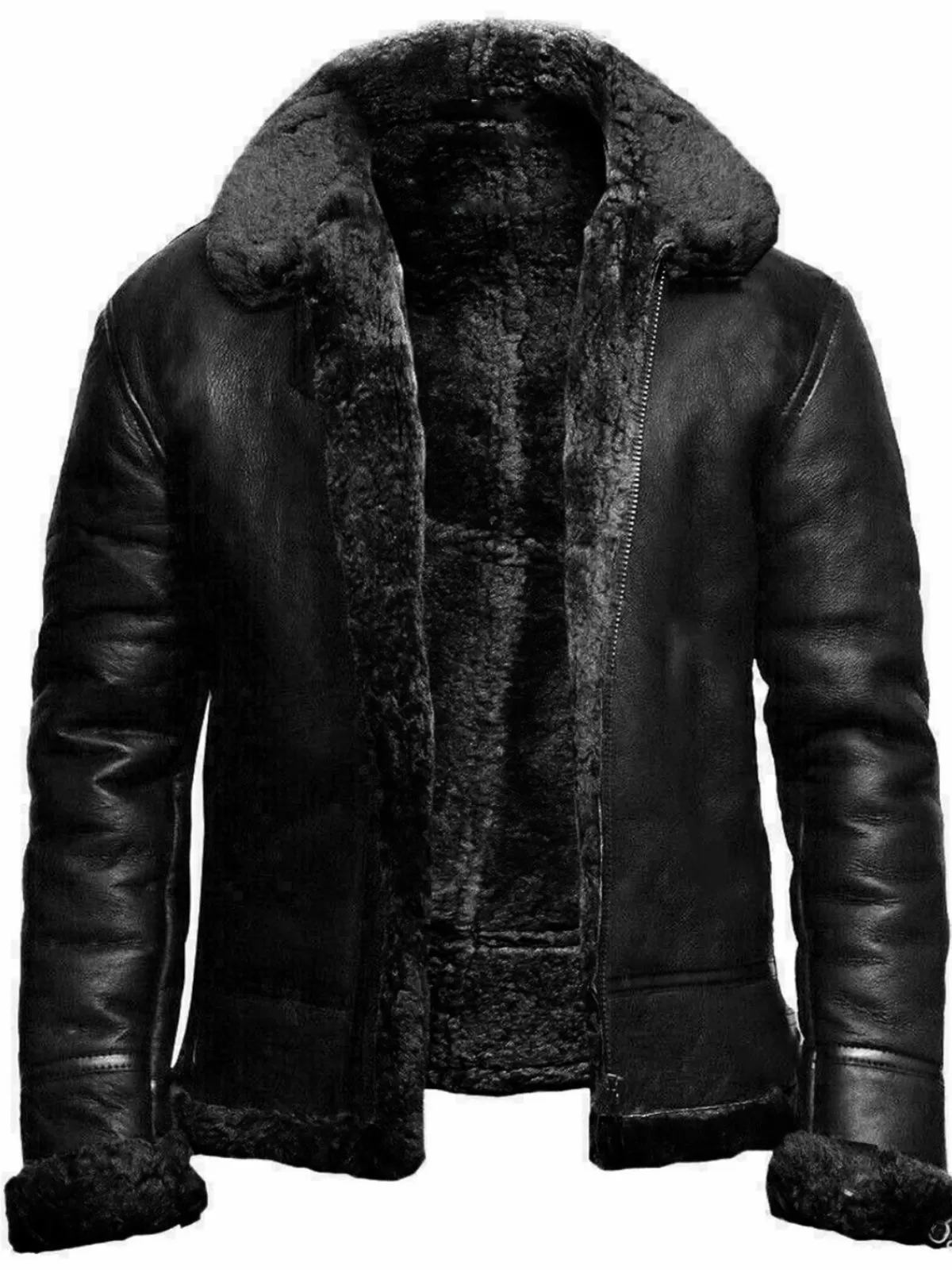 Men's Pu Leather Bomber Jacket Winter Coat Vintage Trucker Cardigan Jacket, 1 of 2