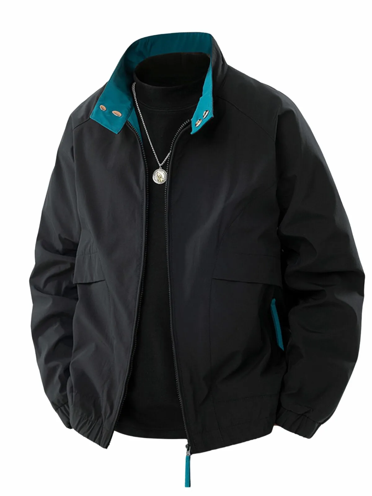 Men's Patchwork Lapel Jacket Bomber Simple British Style Warm Windproof Jacket and Coat Baseball Jacket, 1 of 4