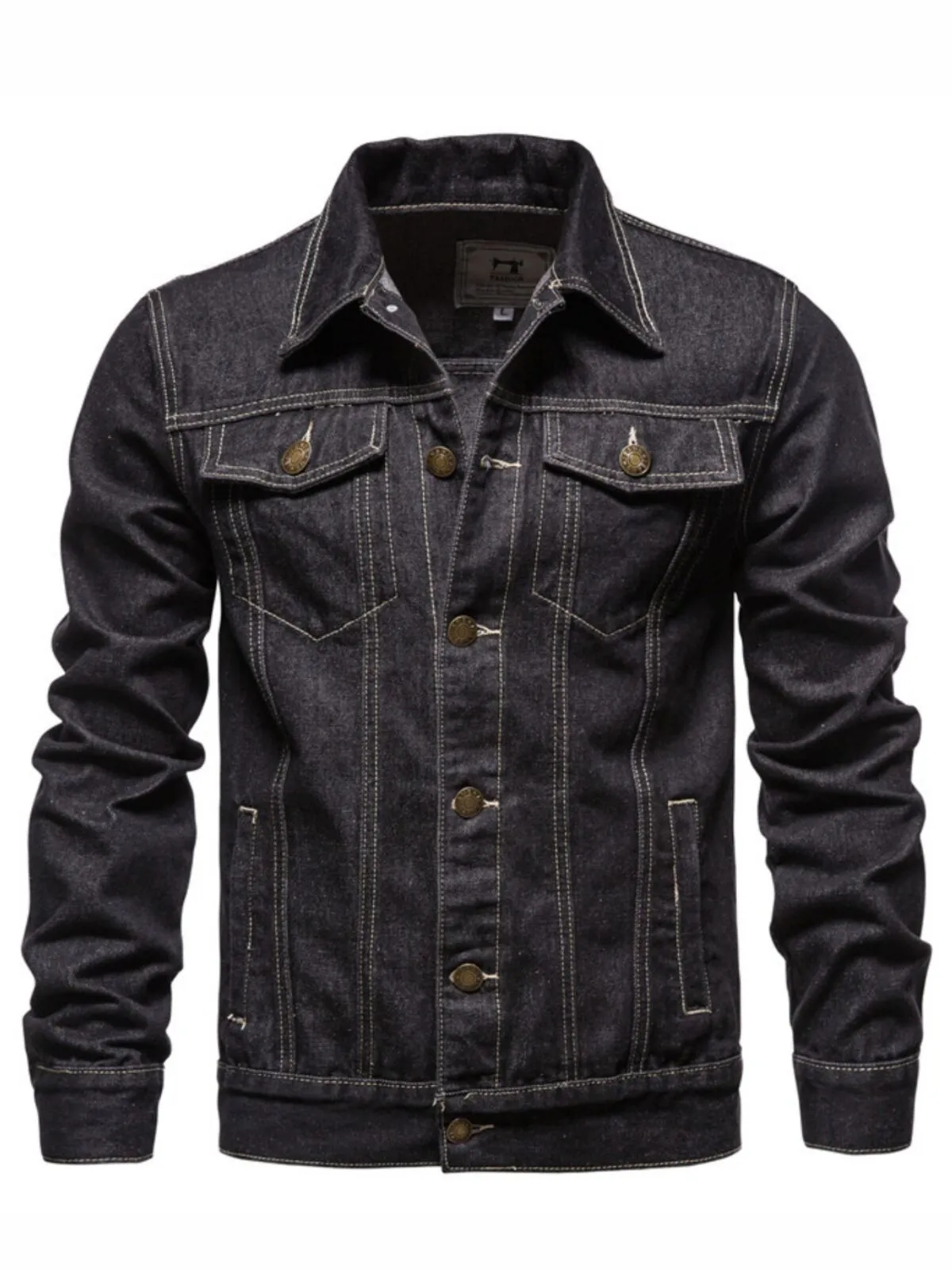 Men's Cotton Lapel Denim Jacket Solid Casual Street Jeans Jacket, 1 of 2
