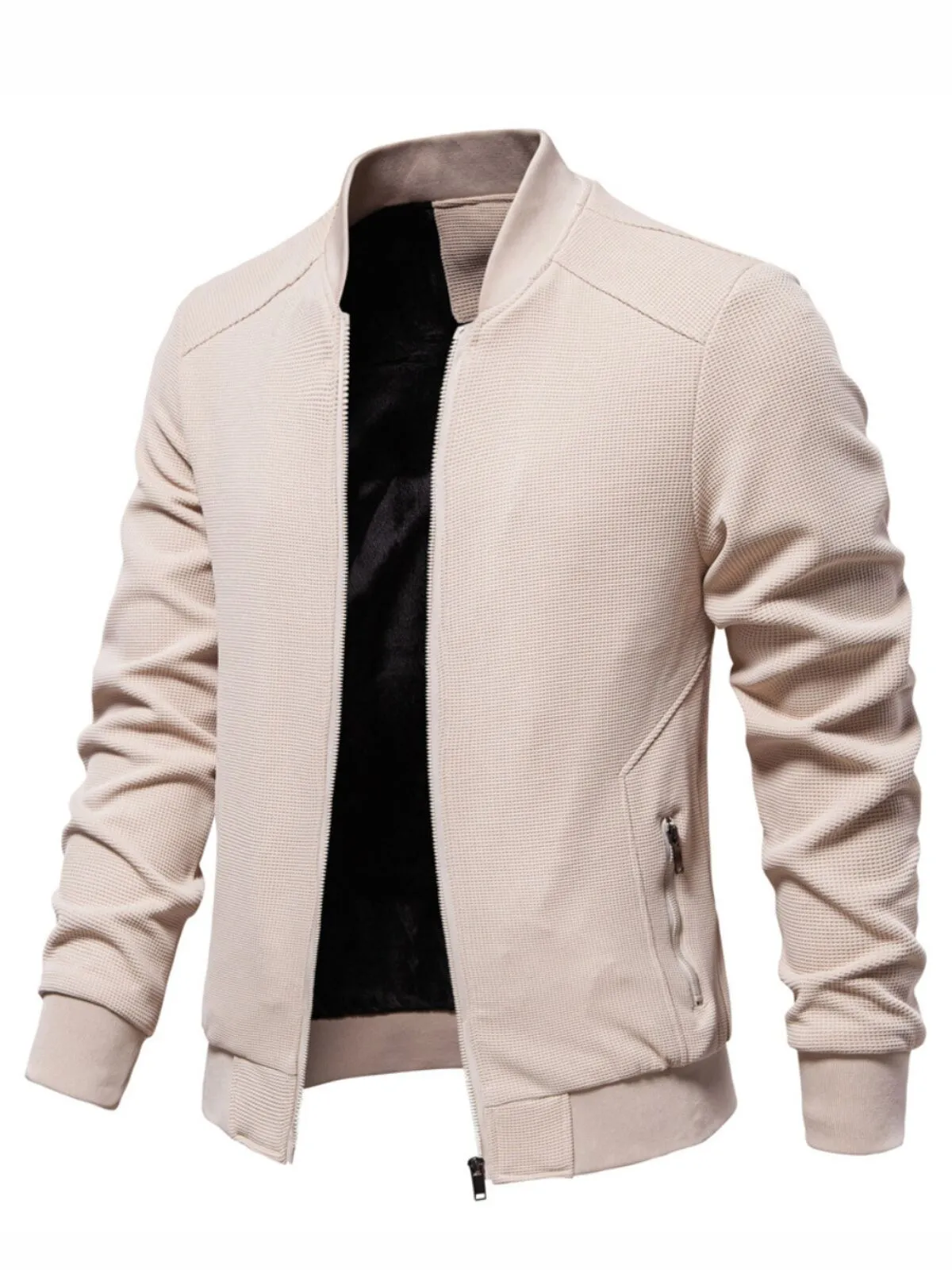 Men's Varsity Bomber Stand Collar Jacket Lightweight Casual Jackets Zip Up Fall Winter Fashion Jacket with Pockets, 1 of 3