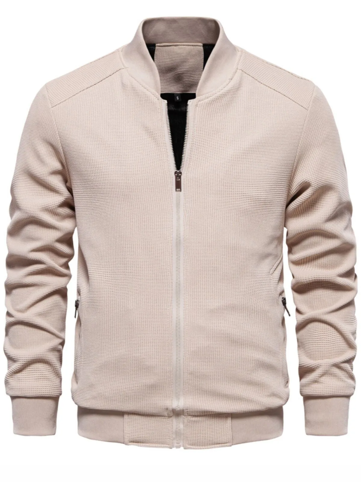 Men's Varsity Bomber Stand Collar Jacket Lightweight Casual Jackets Zip Up Fall Winter Fashion Jacket with Pockets, 3 of 3