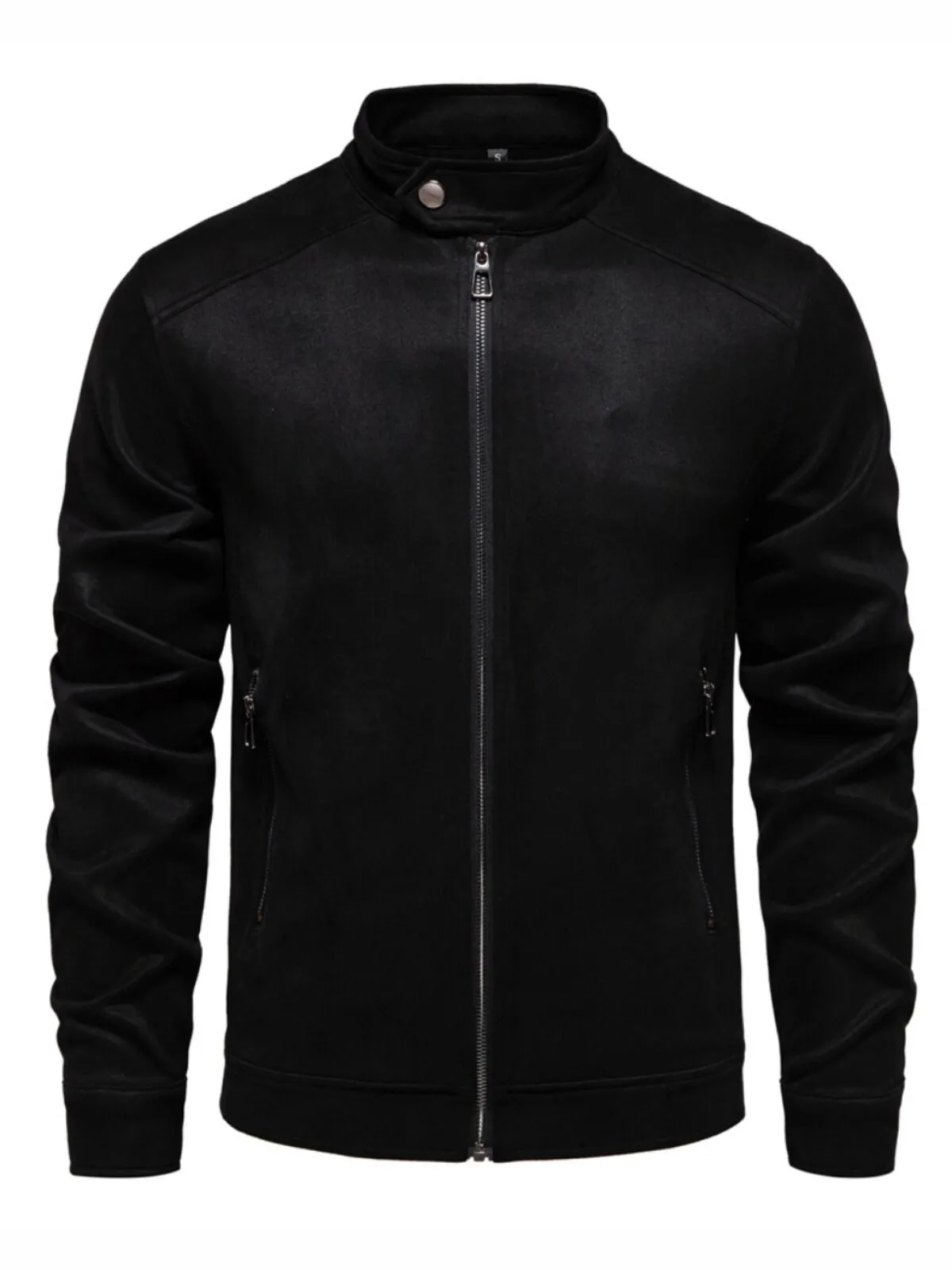 Men's Jacket Lapel Suede Casual Daily Windbreaker Fall Winter Solid Color Casual Collarless Regular Jacket, 3 of 3