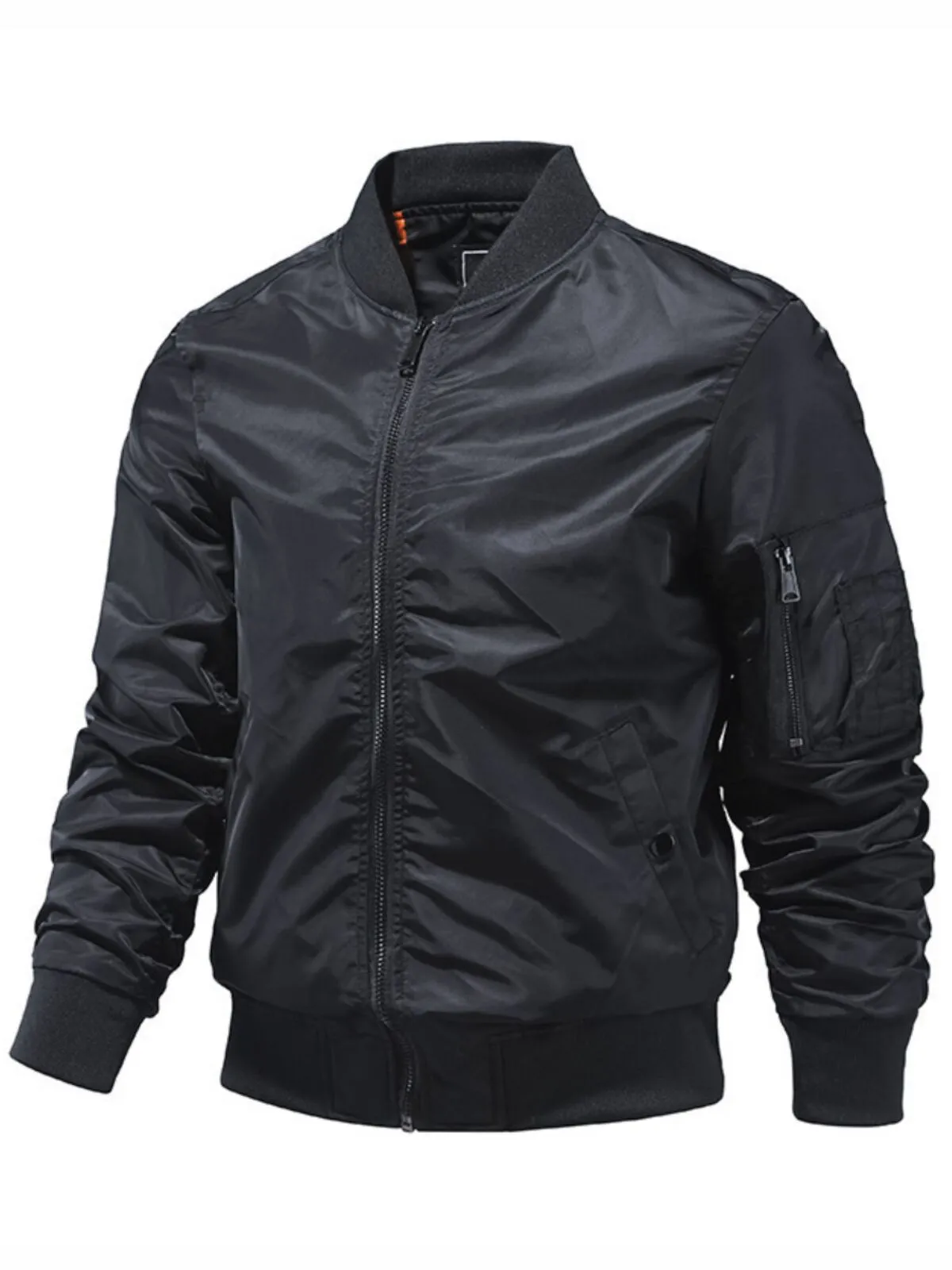 Men's Jacket Baseball Jacket Fashion Slim Bomber Jackets Solid Color Stand Collar Casual Outerwear Spring Autumn Coat , 1 of 1