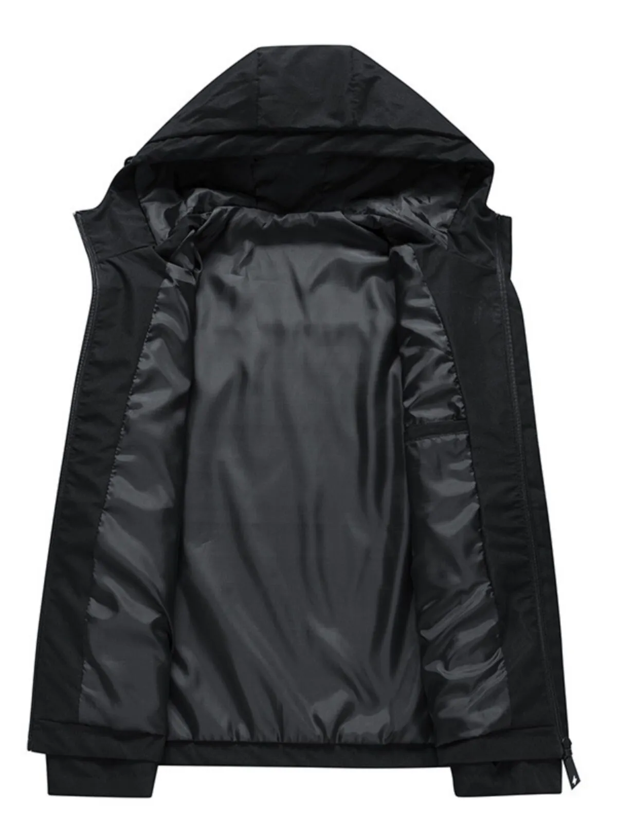 Men's Softshell Jacket Hooded Lightweight Windbreaker Casual Jackets Drawstring Loose Casual Hiking Activewear, 2 of 3