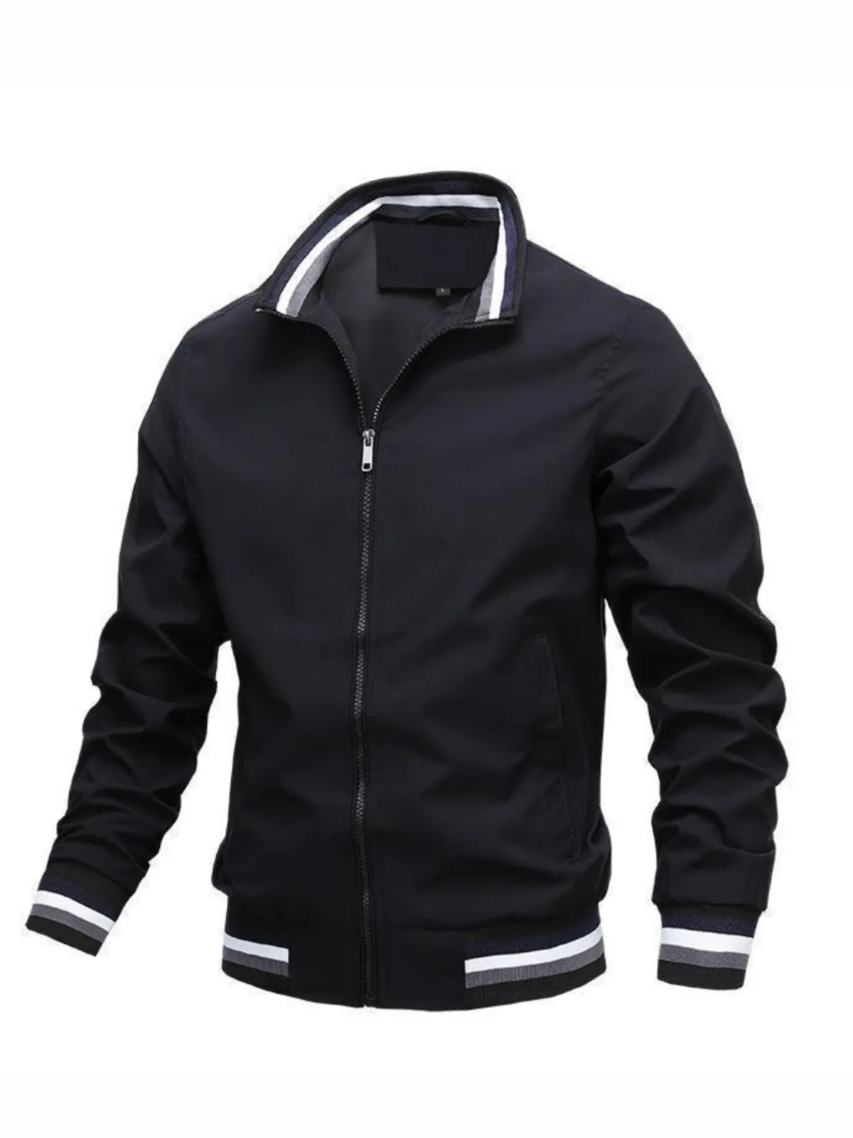 Men's Jacket Mock Neck Casual Zipper Outdoor Business Windbreaker Jacket Coat, 1 of 1